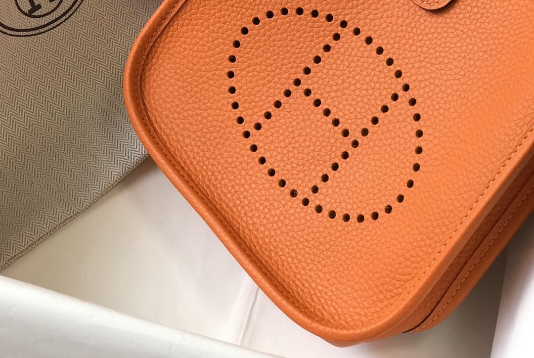 Hermès Orange H Clemence Mini Evelyne II TPM 18 Palladium Hardware