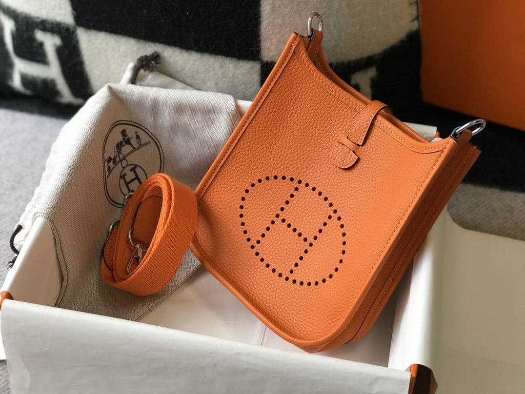 Hermès Orange H Clemence Mini Evelyne II TPM 18 Palladium Hardware