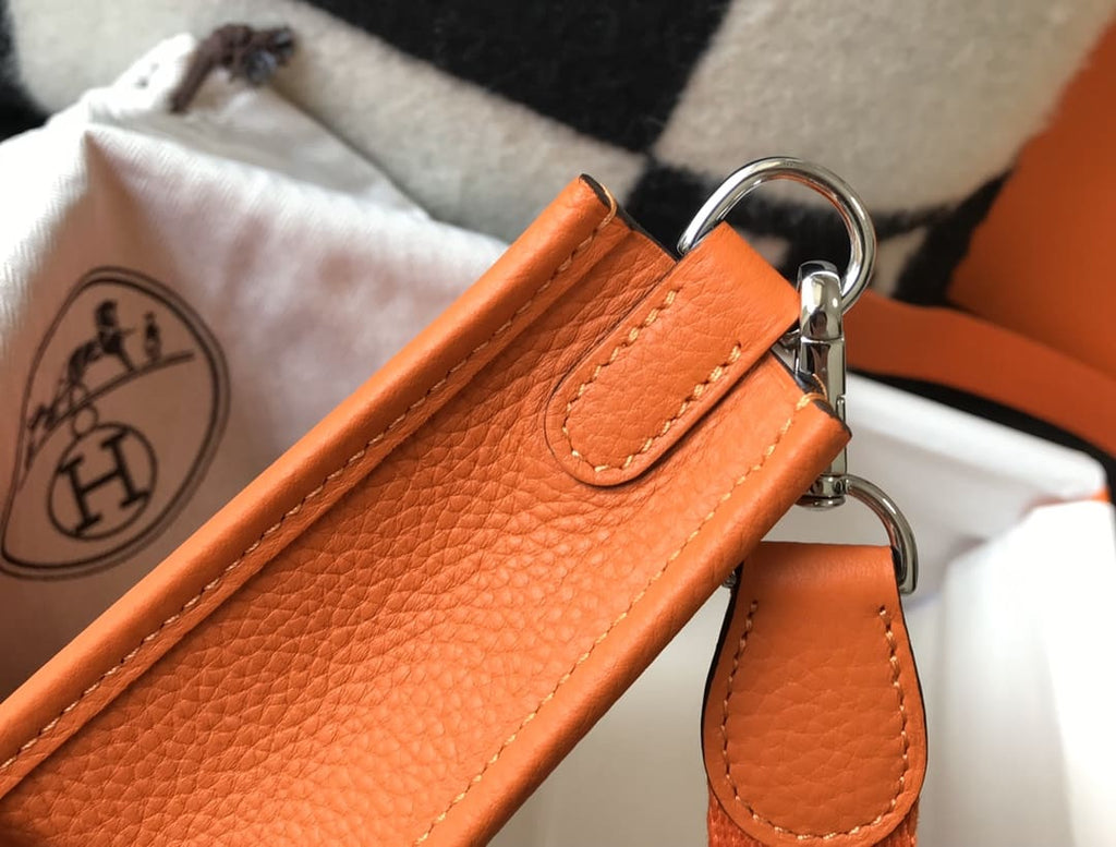 Hermès Orange H Clemence Mini Evelyne II TPM 18 Palladium Hardware