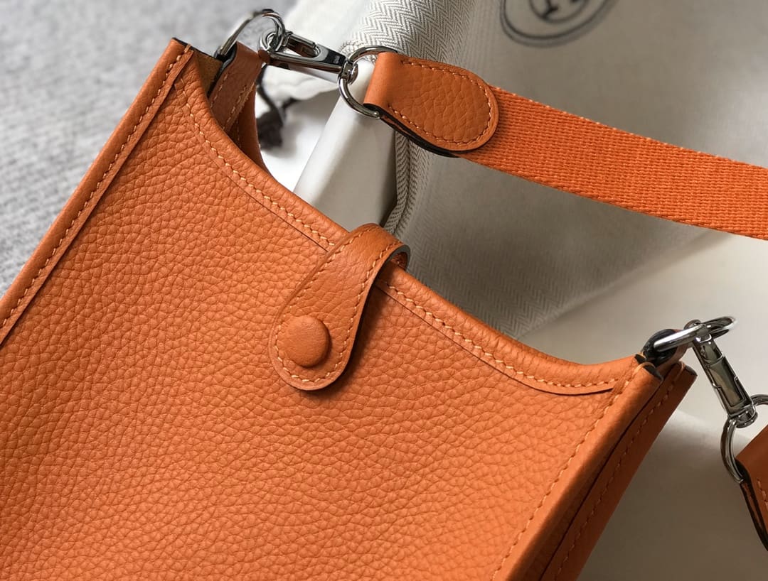 Hermès Orange H Clemence Mini Evelyne II TPM 18 Palladium Hardware