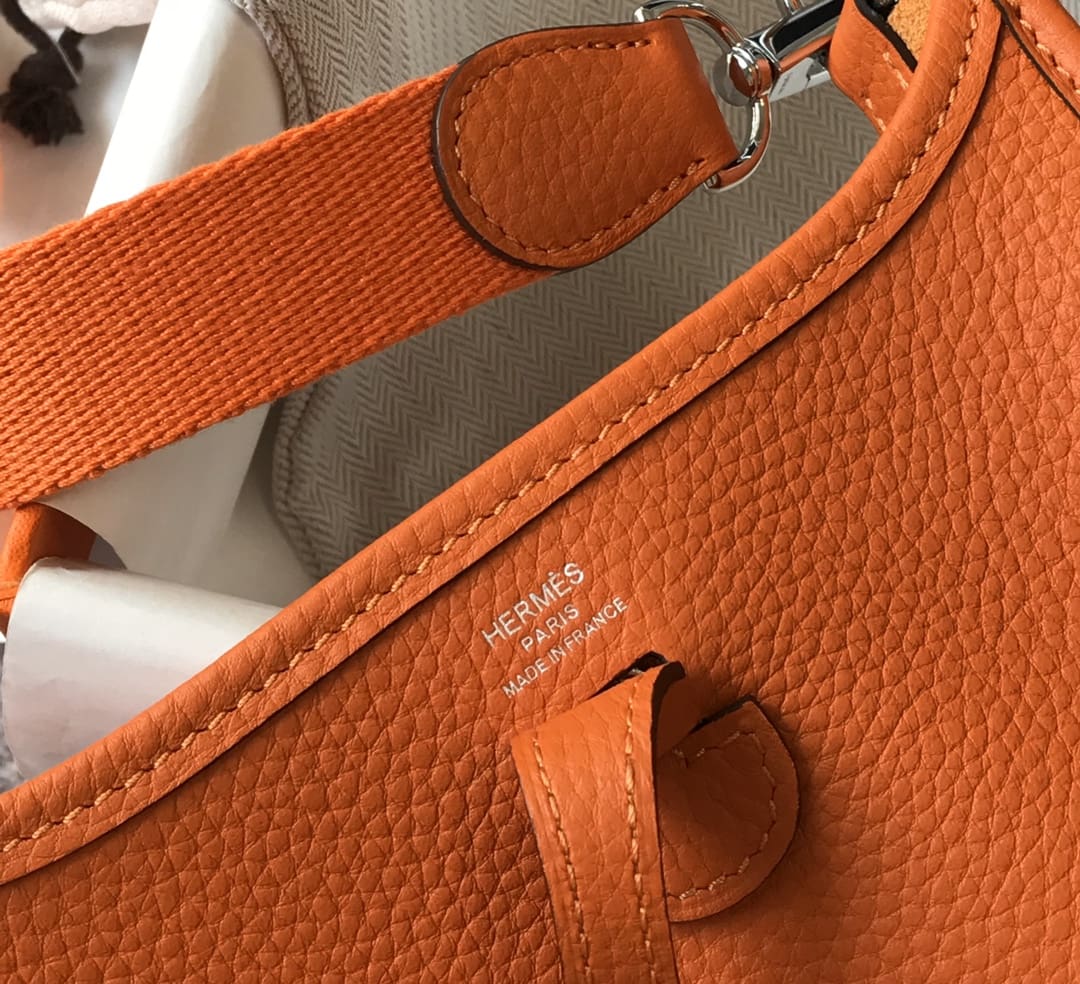 Hermès Orange H Clemence Mini Evelyne II TPM 18 Palladium Hardware