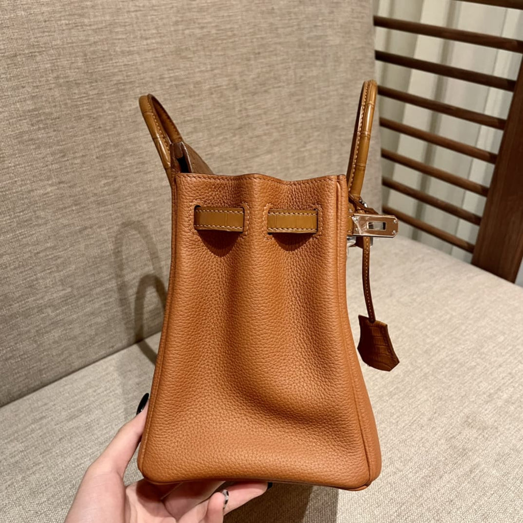 HERMÈS Touch Birkin Bag Gold Togo with Matte Alligator with Palladium Hardware