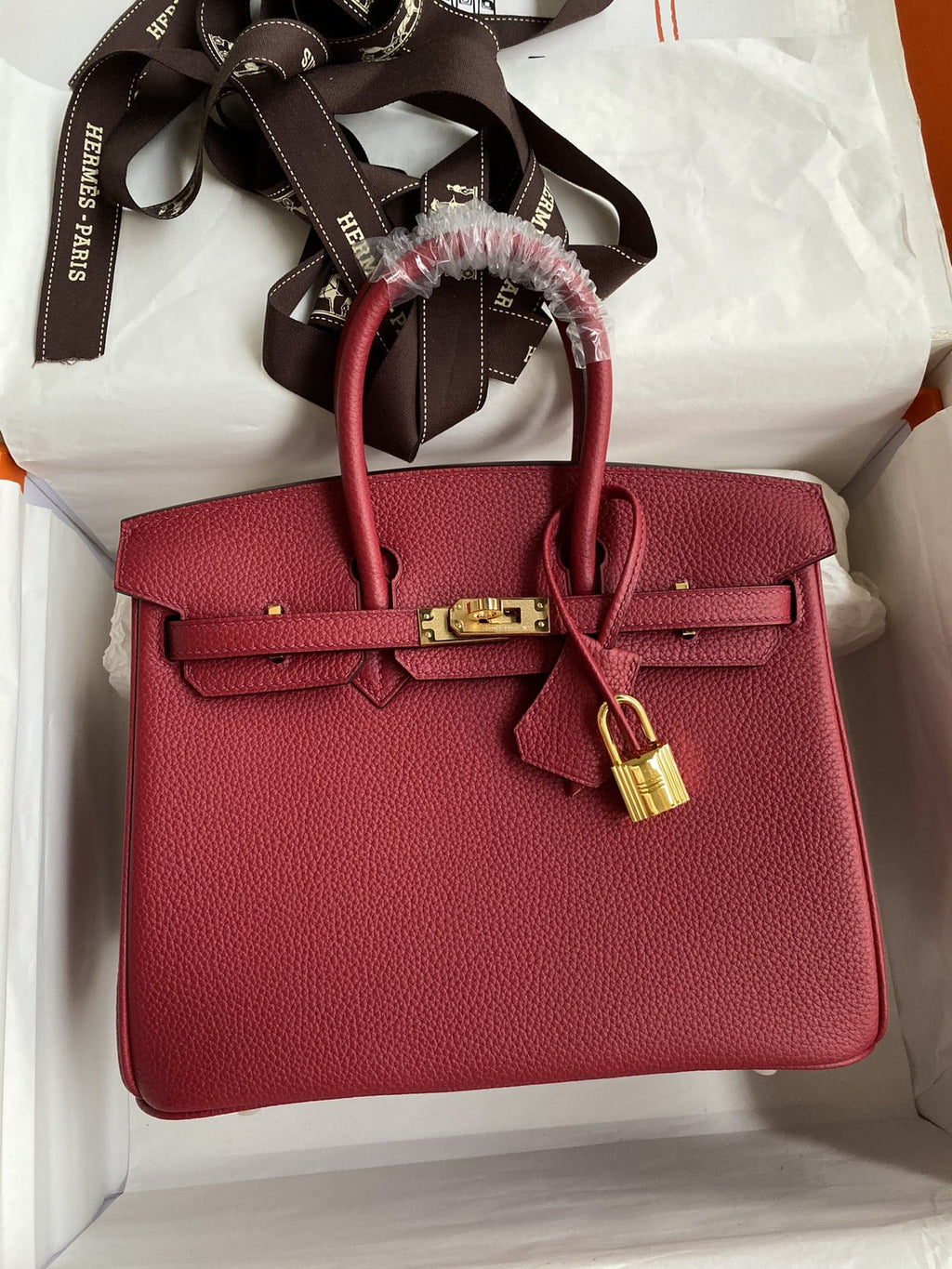 Hermès Rouge Grenat Birkin 25cm in Togo Leather with Gold Hardware