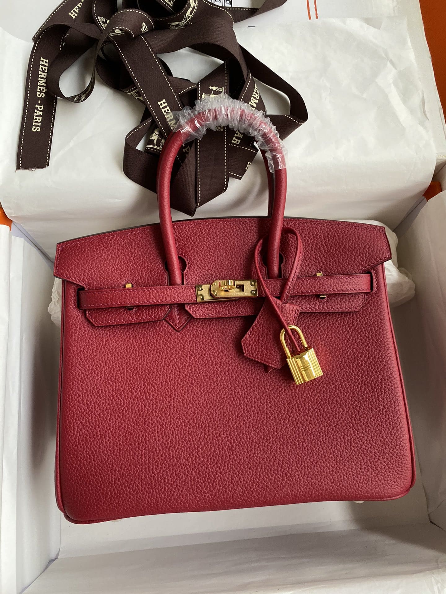 Hermès Rouge Grenat Birkin 25cm in Togo Leather with Gold Hardware