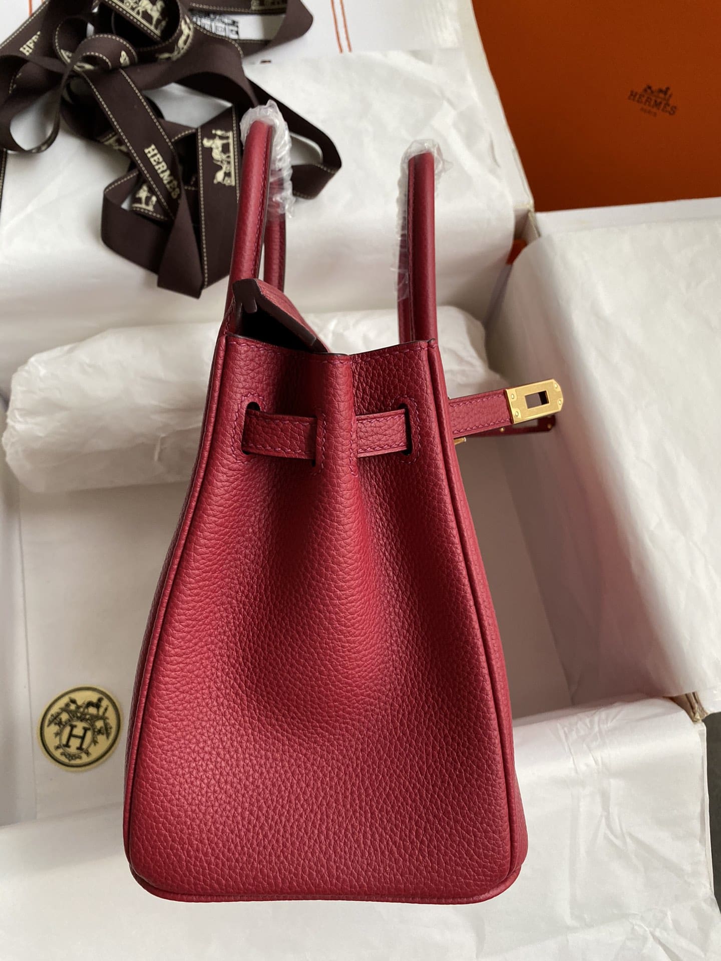 Hermès Rouge Grenat Birkin 25cm in Togo Leather with Gold Hardware