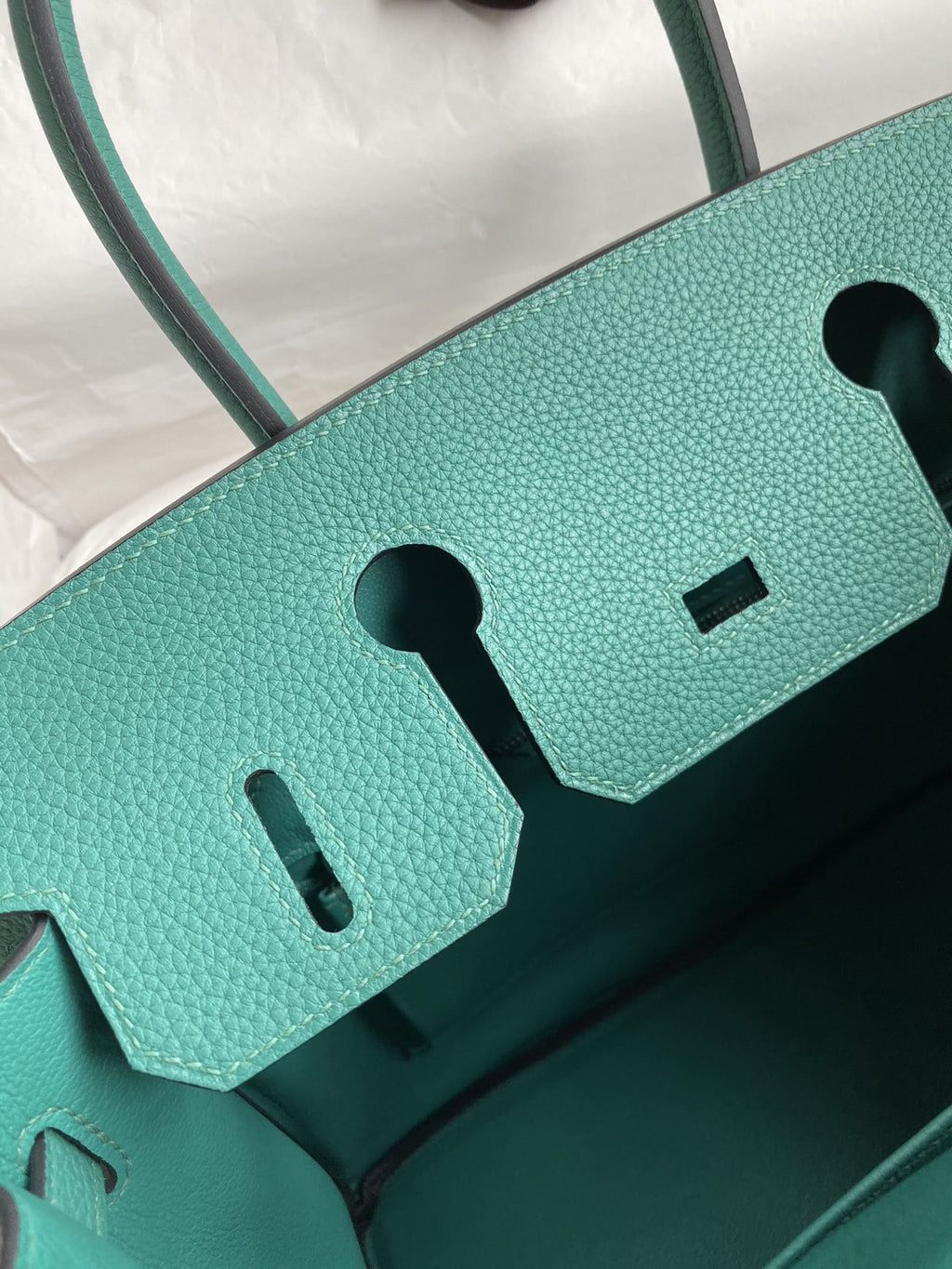 HERMÈS Vert Vertigo Togo Leather Palladium Finish Birkin 30 Bag