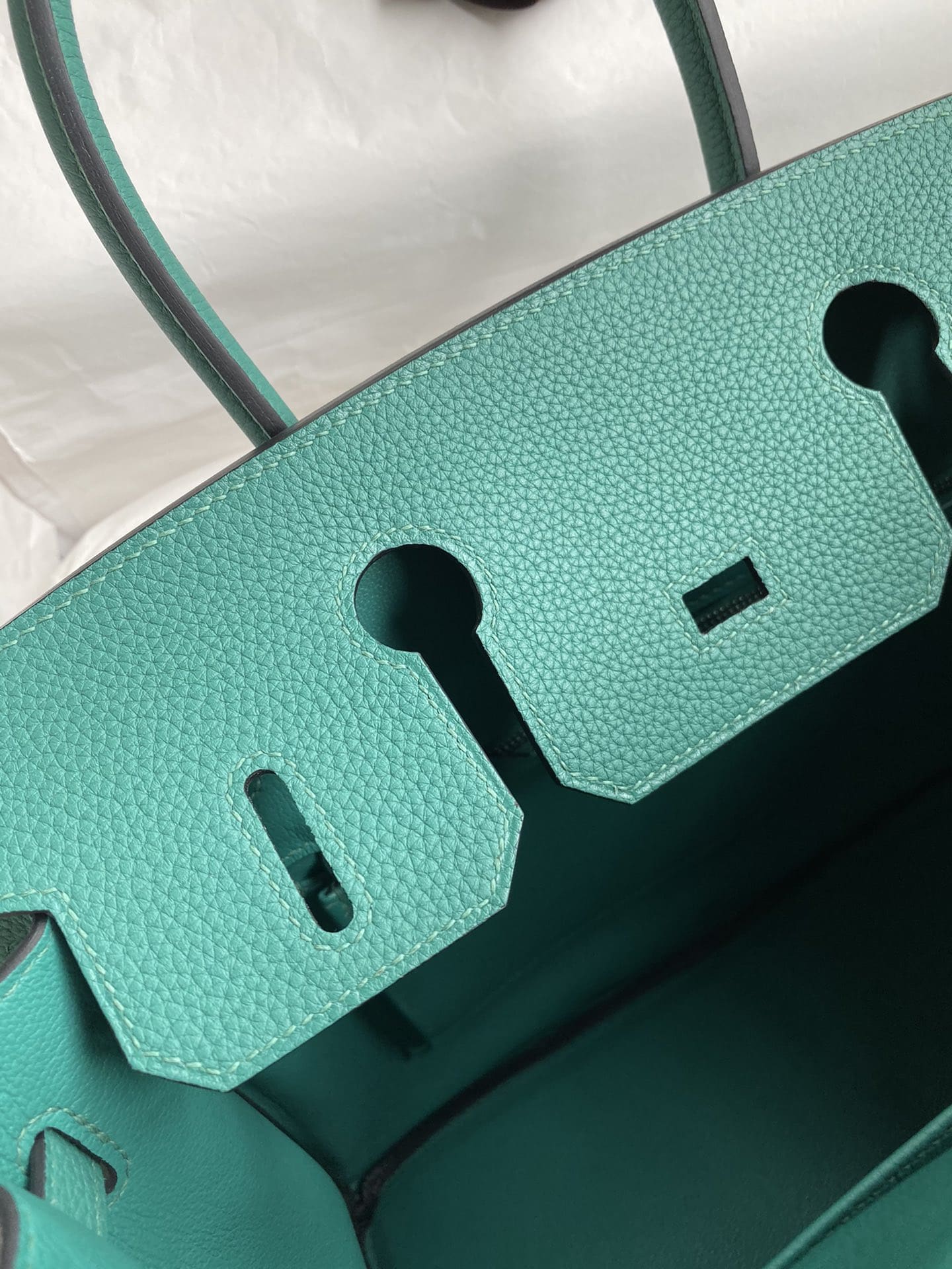 HERMÈS Vert Vertigo Togo Leather Palladium Finish Birkin 30 Bag