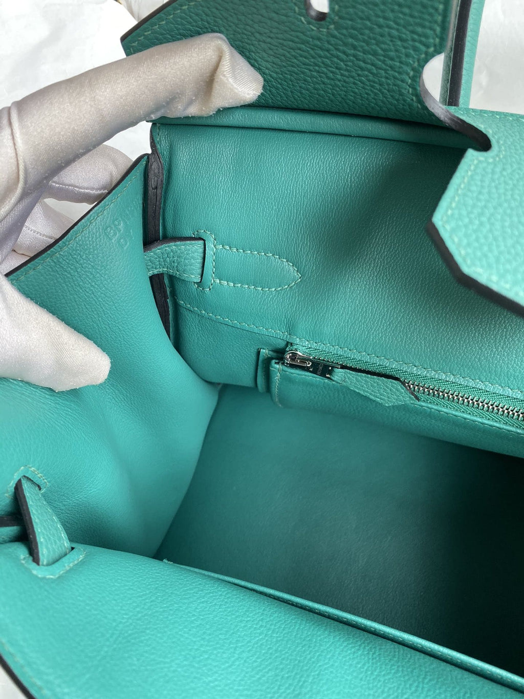 HERMÈS Vert Vertigo Togo Leather Palladium Finish Birkin 30 Bag