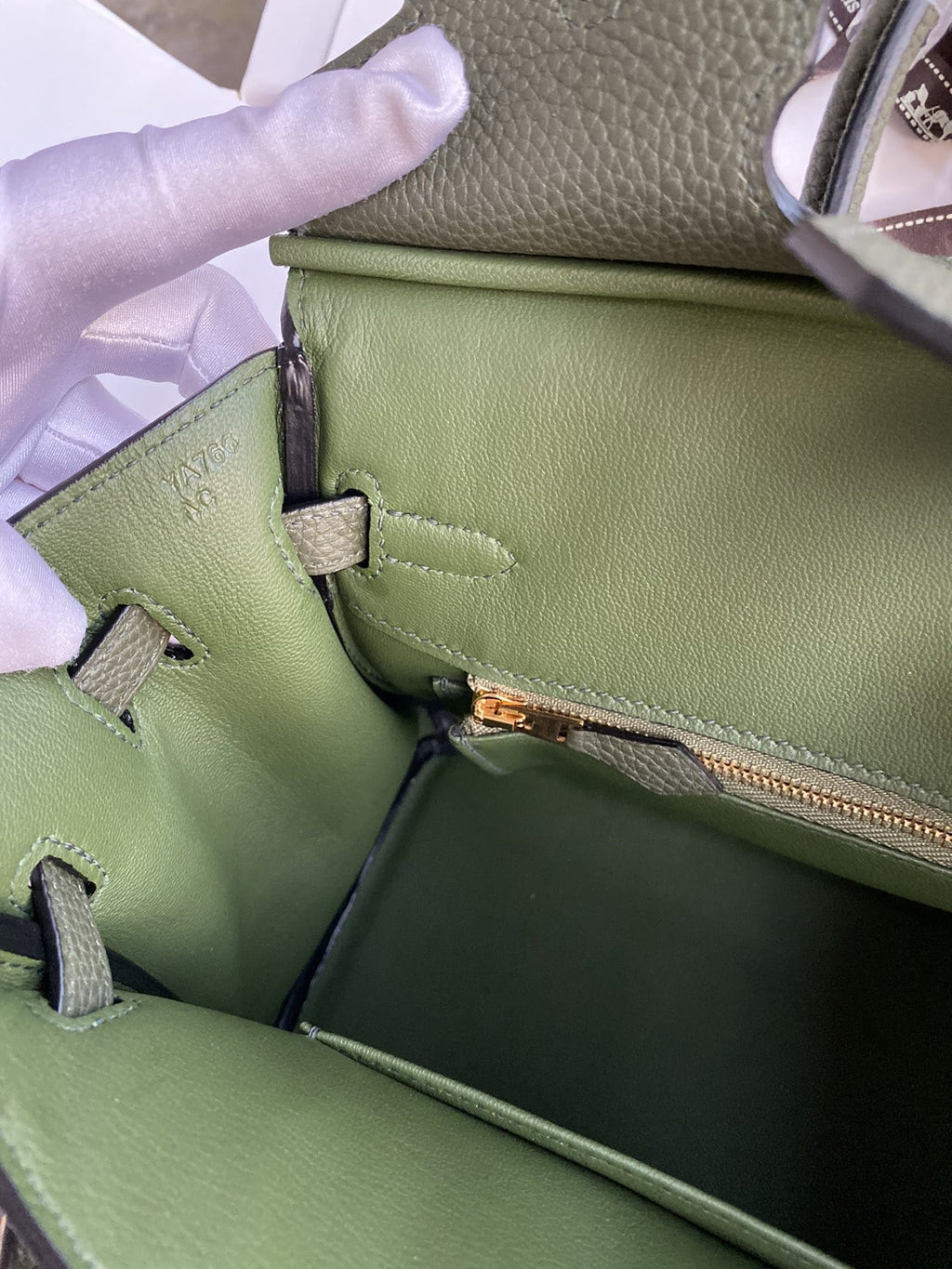HERMÈS VERT MAQUIS TOGO LEATHER BIRKIN 25 WITH GOLD HARDWARE