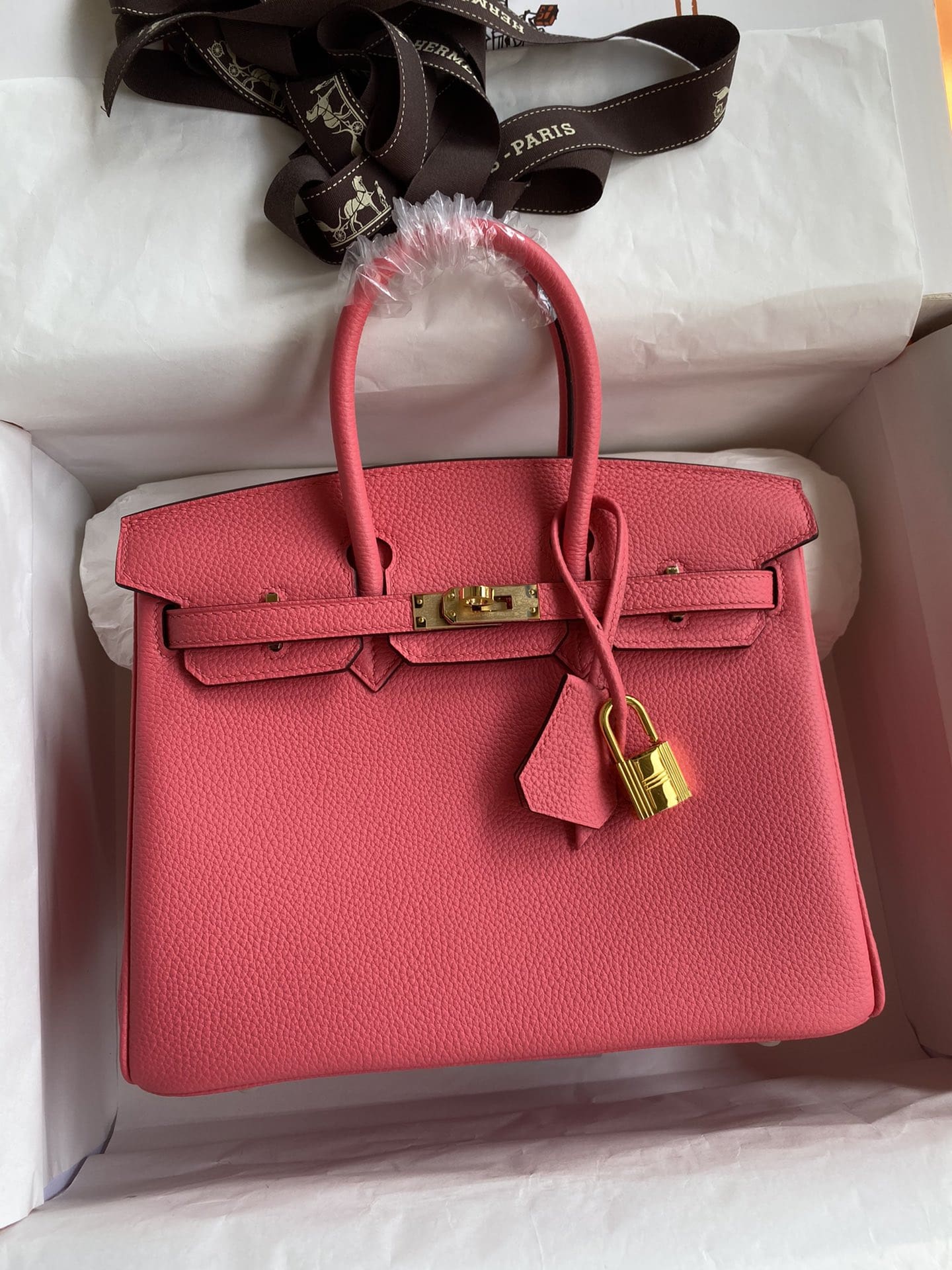 Hermes Birkin 25 Bag Pink Rose Lipstick Togo Gold Hardware