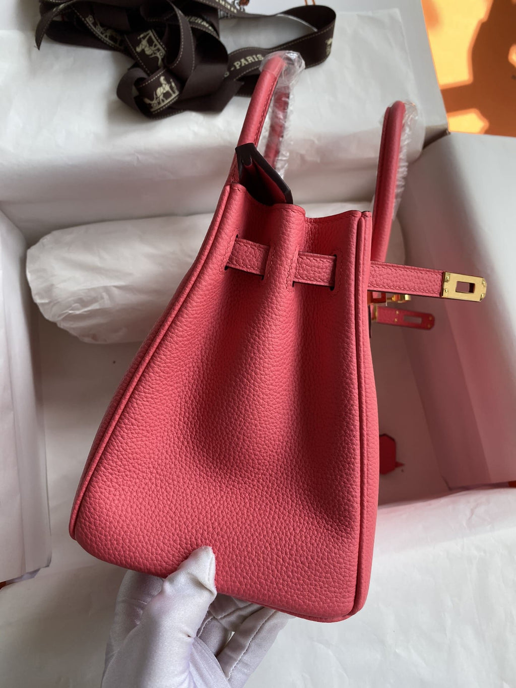 Hermes Birkin 25 Bag Pink Rose Lipstick Togo Gold Hardware