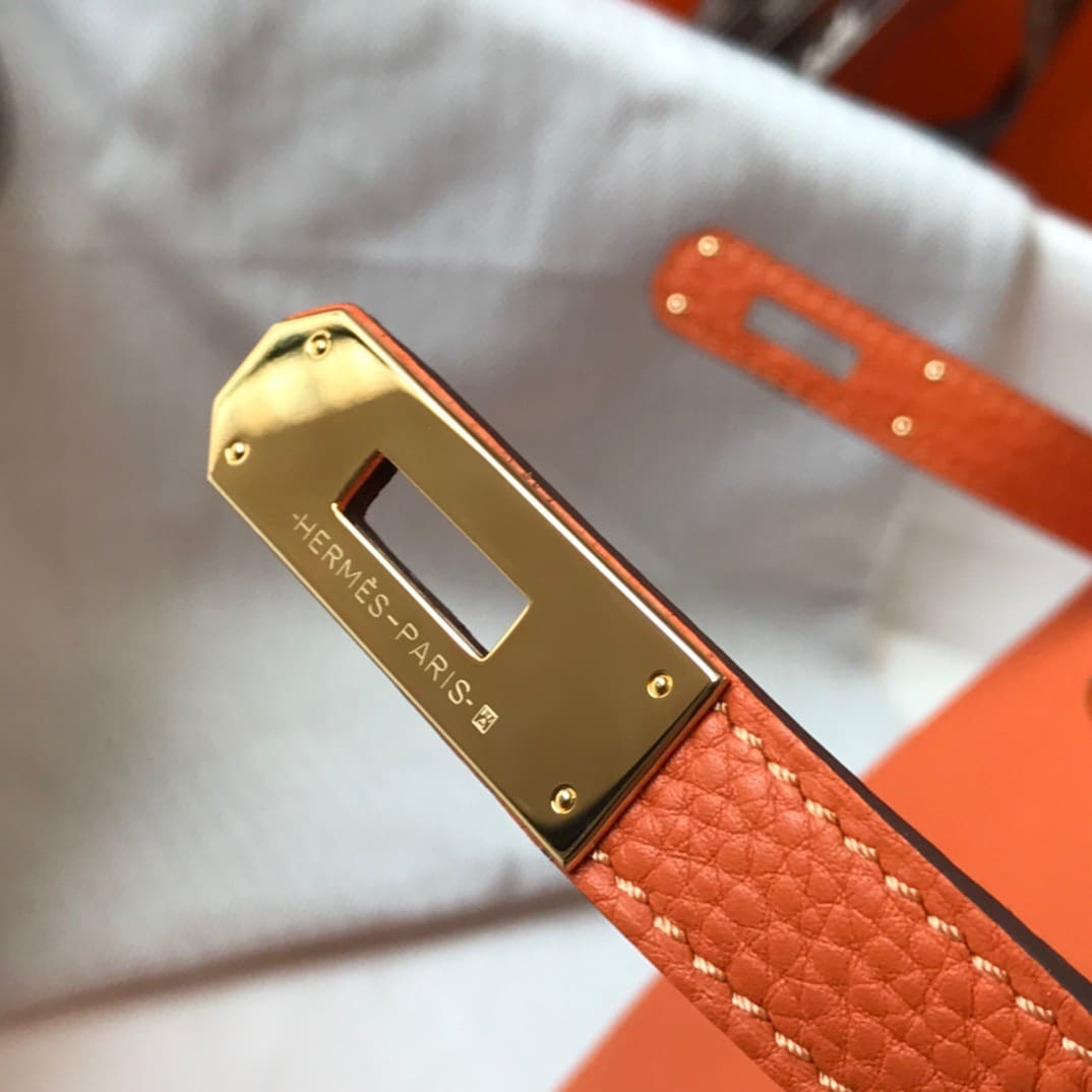Hermès Kelly Retourne 32 Orange Togo Gold Hardware