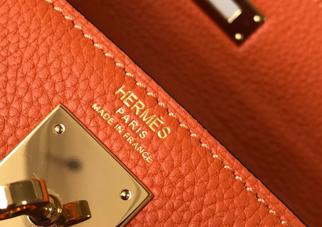 Hermès Kelly Retourne 32 Orange Togo Gold Hardware