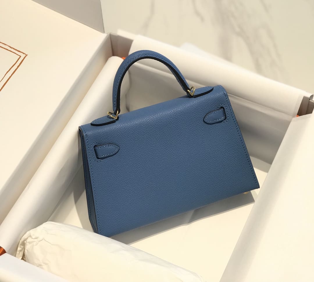 HERMÈS Kelly Mini 20 Epsom Deep Blue