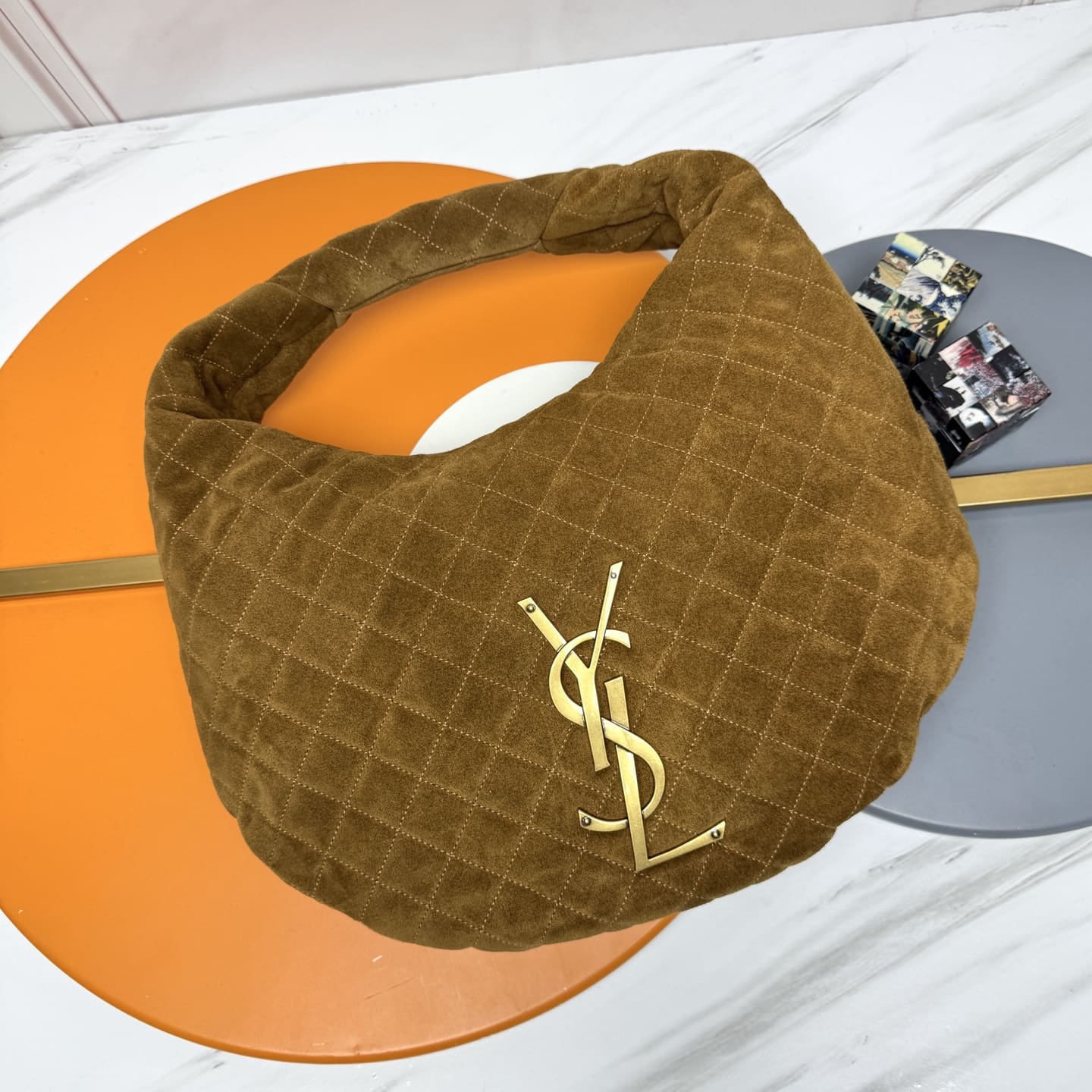 SAINT LAURENT ICARE hobo in quilted suede