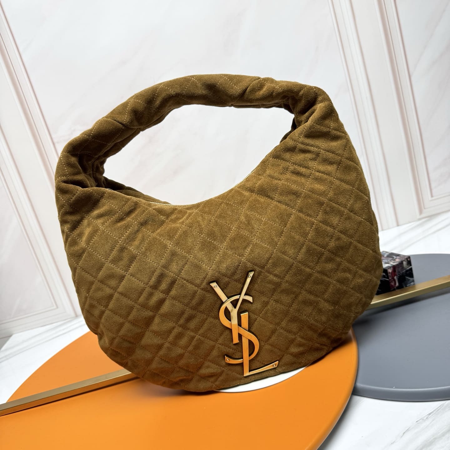 SAINT LAURENT ICARE hobo in quilted suede