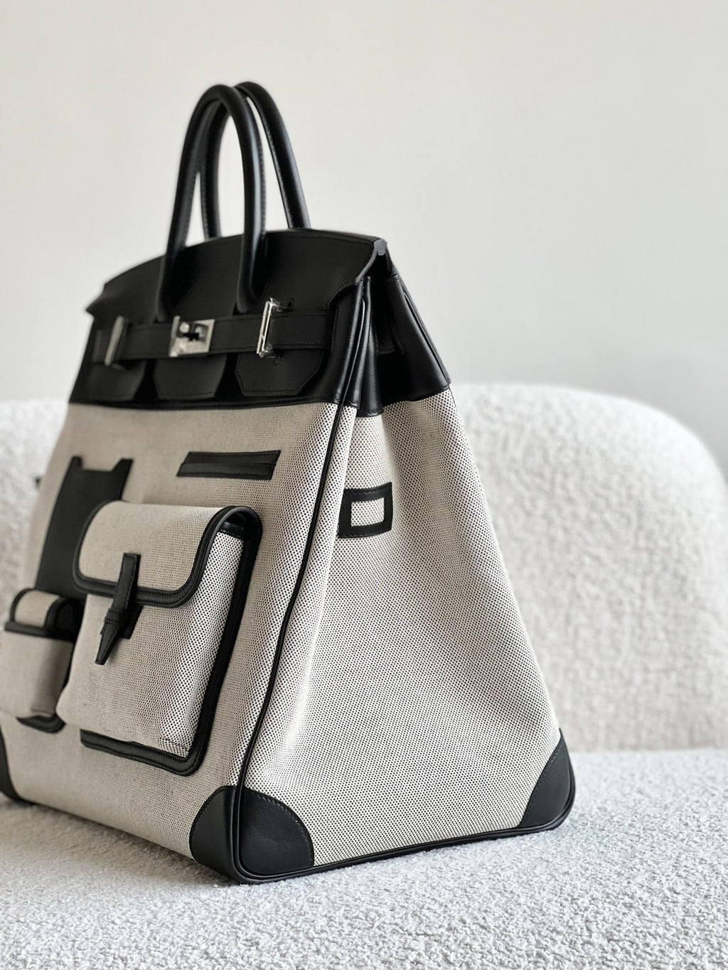 HERMÈS Evercalf Toile Cargo Haut A Courroies Birkin 40 Handbag