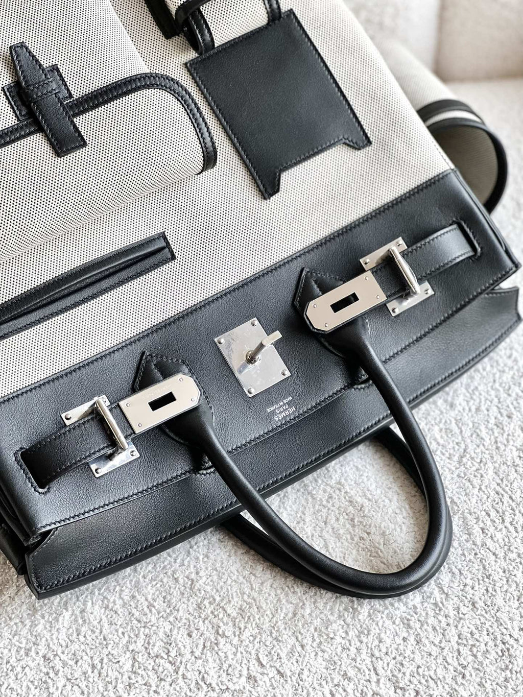 HERMÈS Evercalf Toile Cargo Haut A Courroies Birkin 40 Handbag