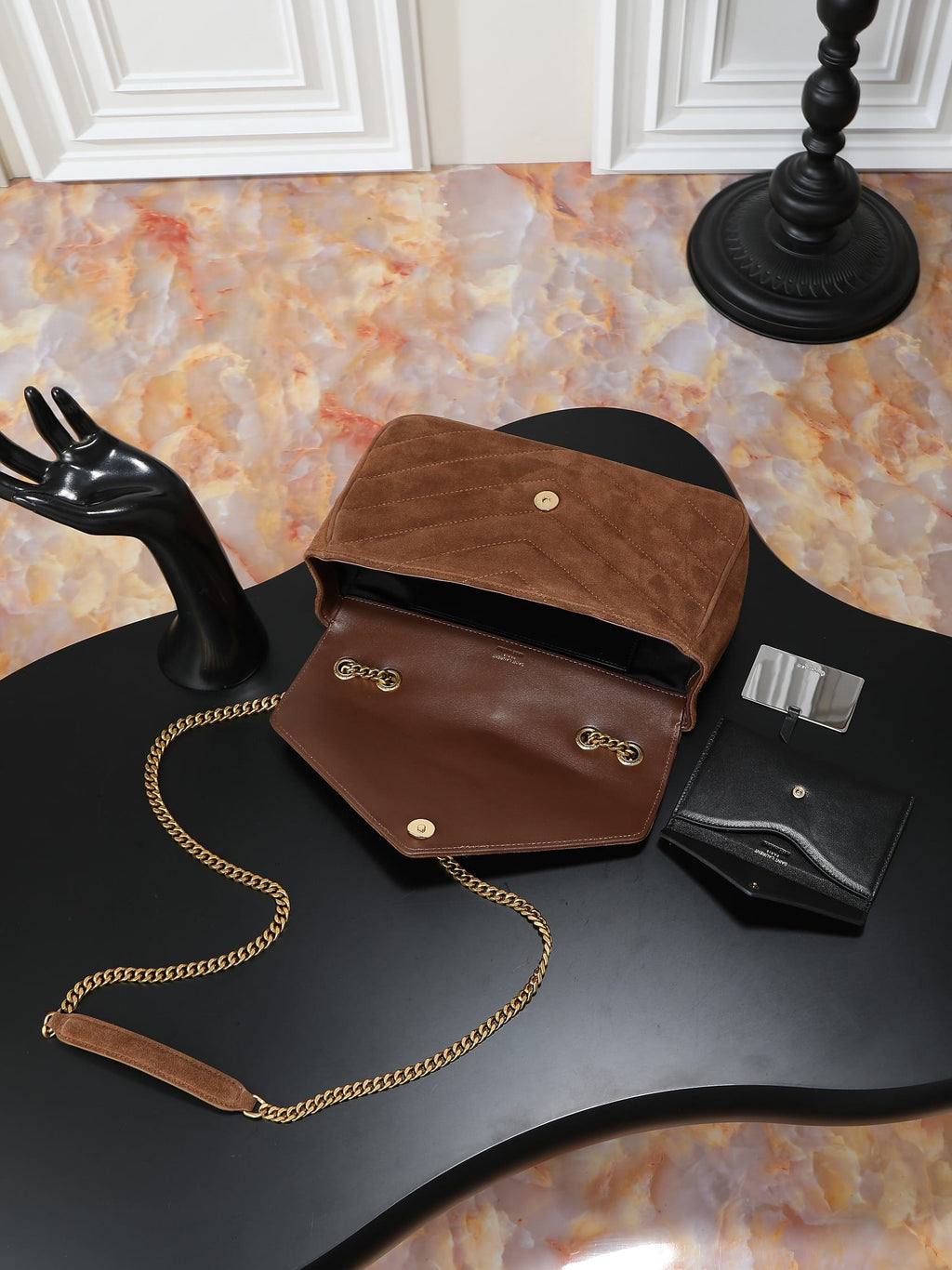 Saint Laurent  LOULOU medium in MATELASSÉ suede