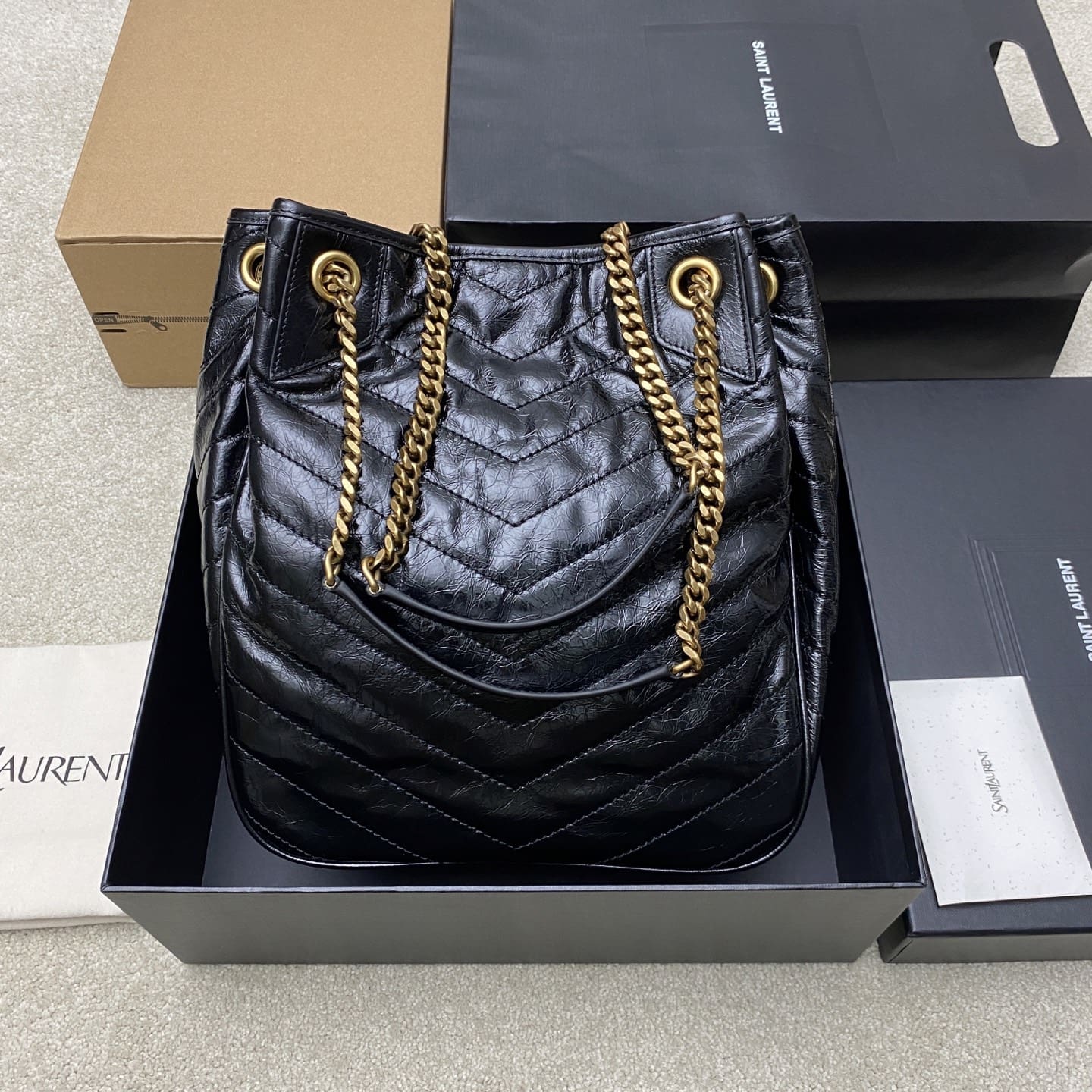 SAINT LAURENT NIKI small shopping in vintage leather