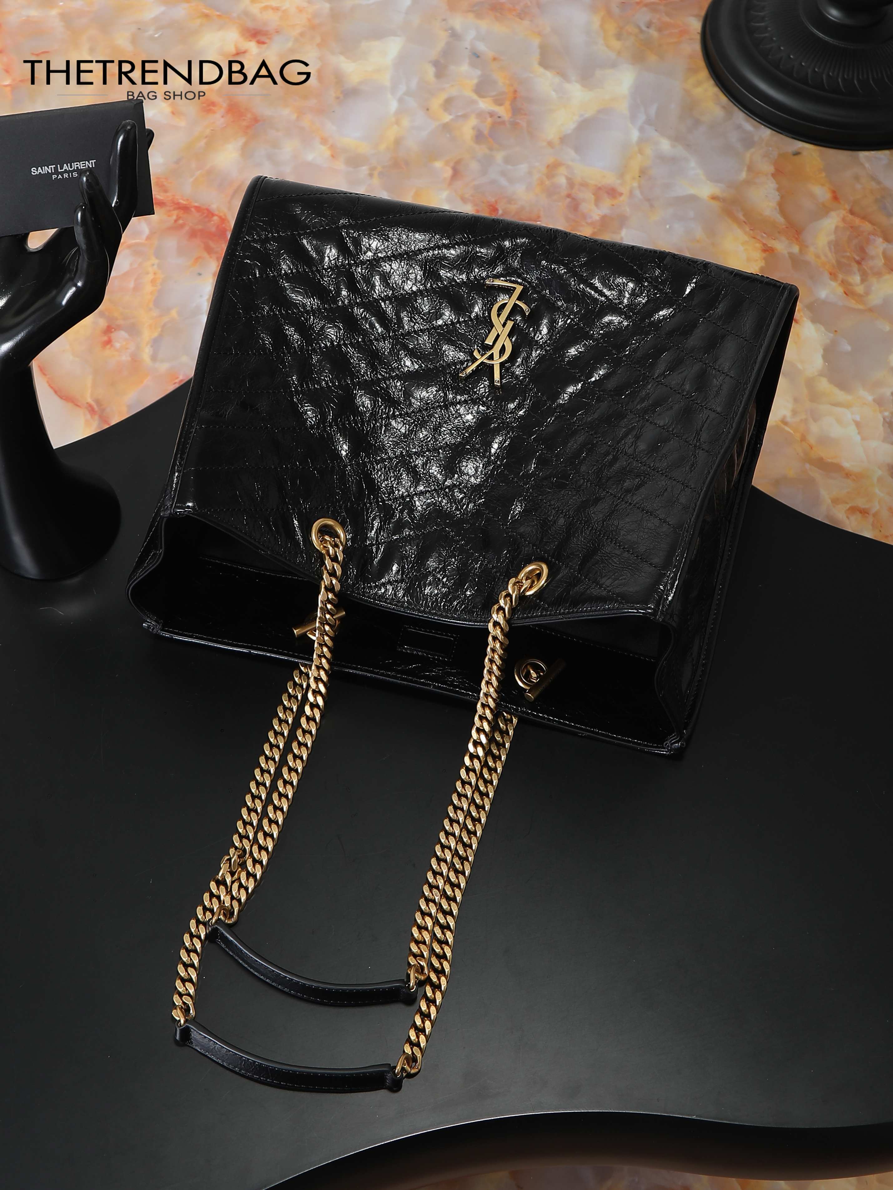 SAINT LAURENT NIKI shopping in vintage leather-large