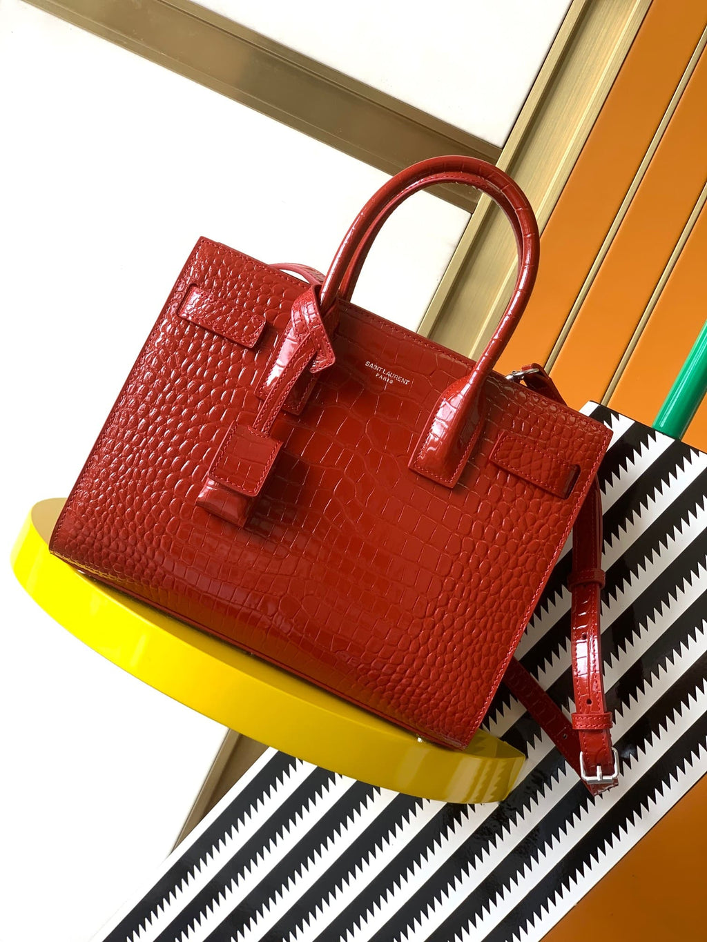 【Master-quality】Saint Laurent Classic Sac De Jour Nano In Embossed Crocodile Shi