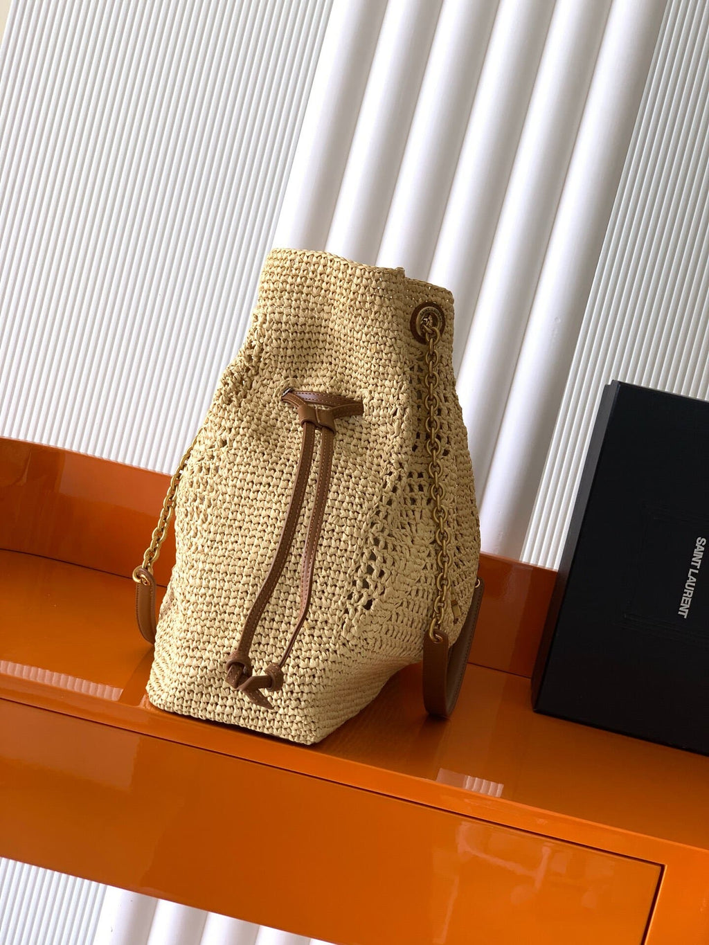 Saint Laurent Jamie Shopping Tote Bag in Raffia