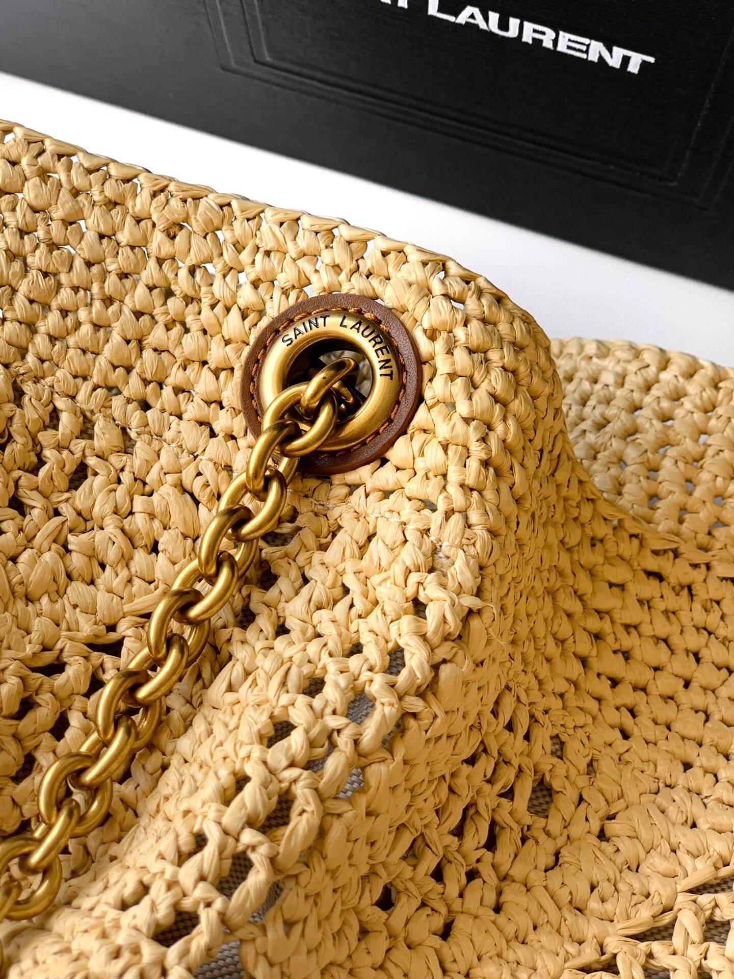 Saint Laurent Jamie Shopping Tote Bag in Raffia