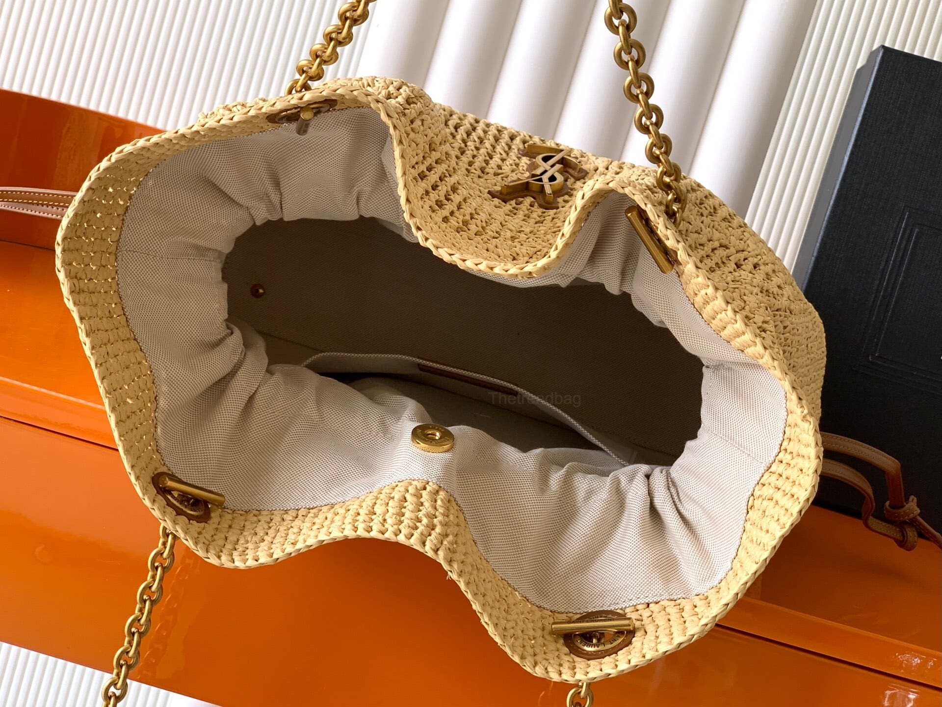 Saint Laurent Jamie Shopping Tote Bag in Raffia