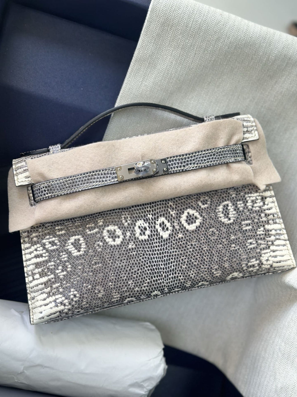 Hermès Lizard Kelly Pochette Clutch Ombre
