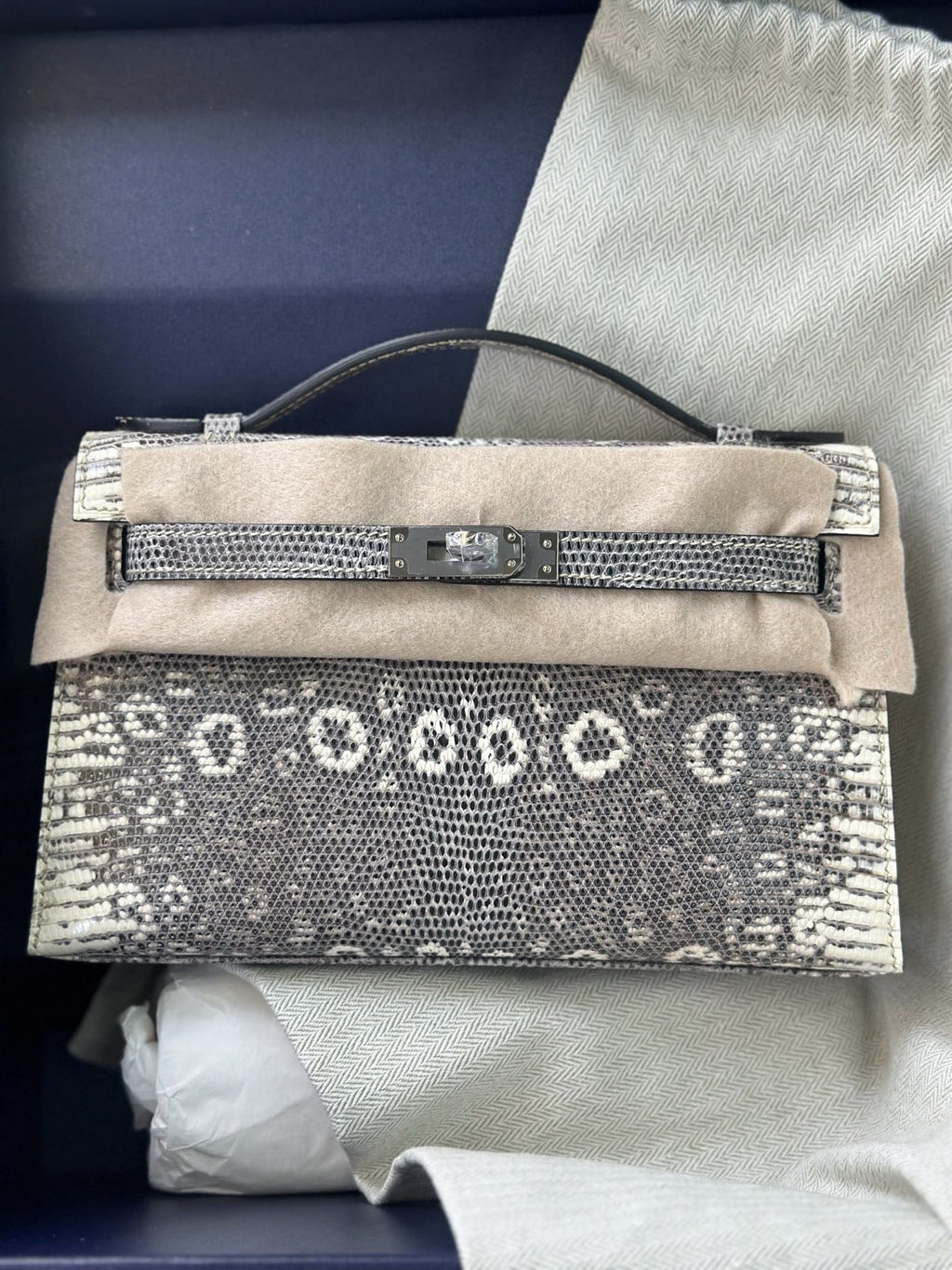 Hermès Lizard Kelly Pochette Clutch Ombre