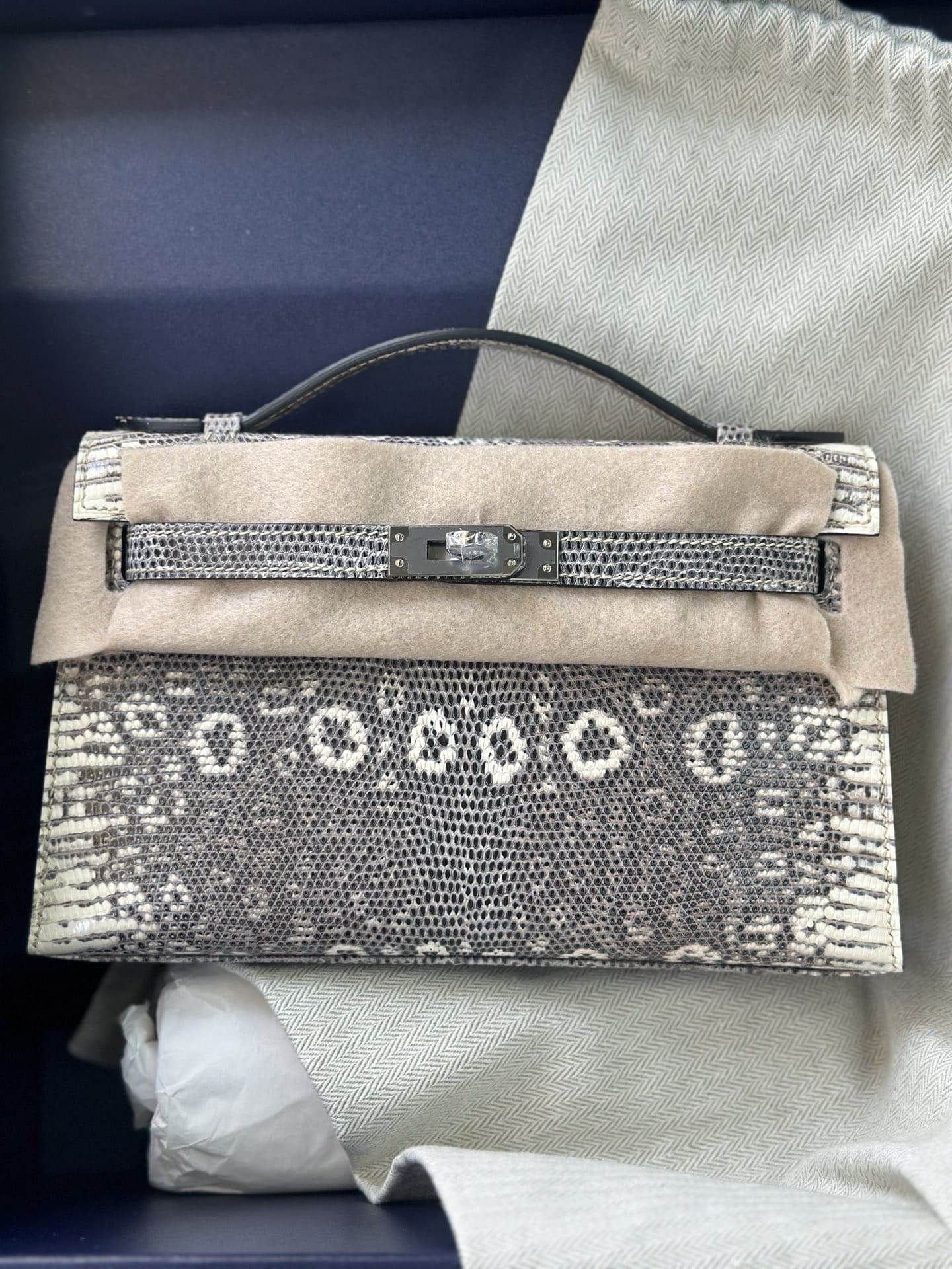 Hermès Lizard Kelly Pochette Clutch Ombre