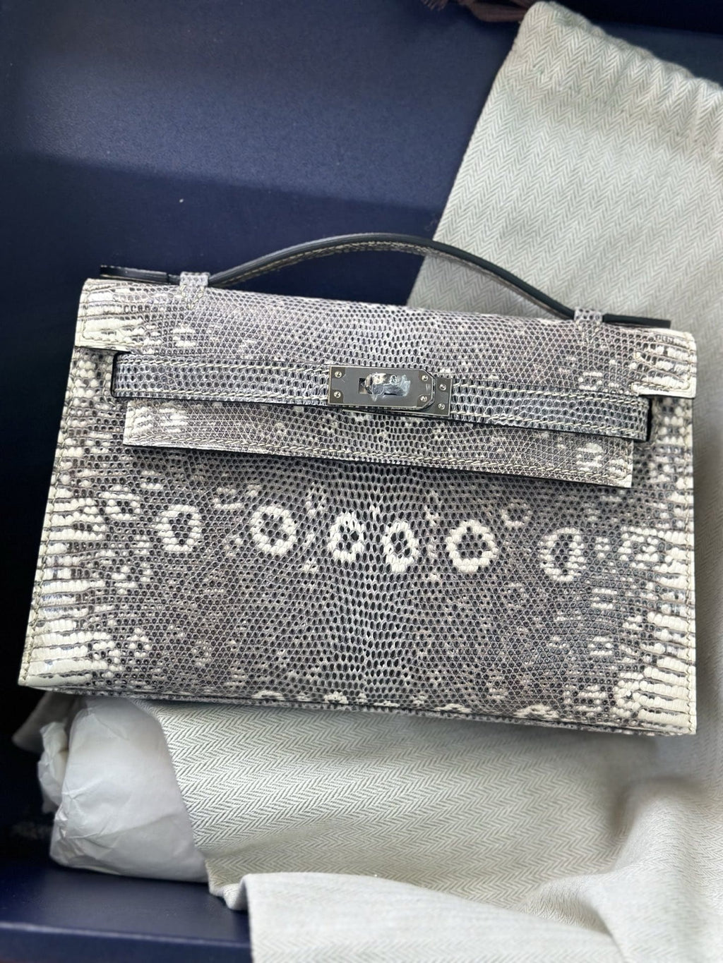Hermès Lizard Kelly Pochette Clutch Ombre