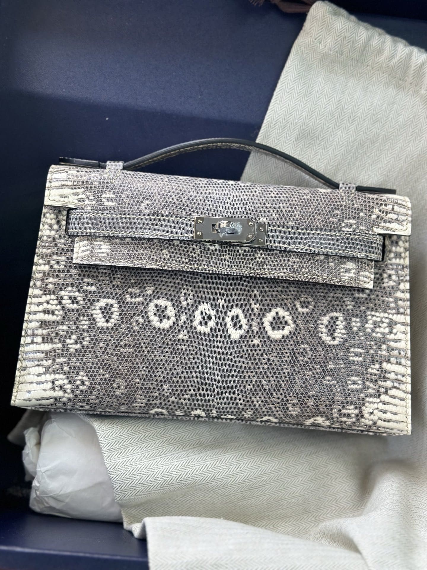 Hermès Lizard Kelly Pochette Clutch Ombre