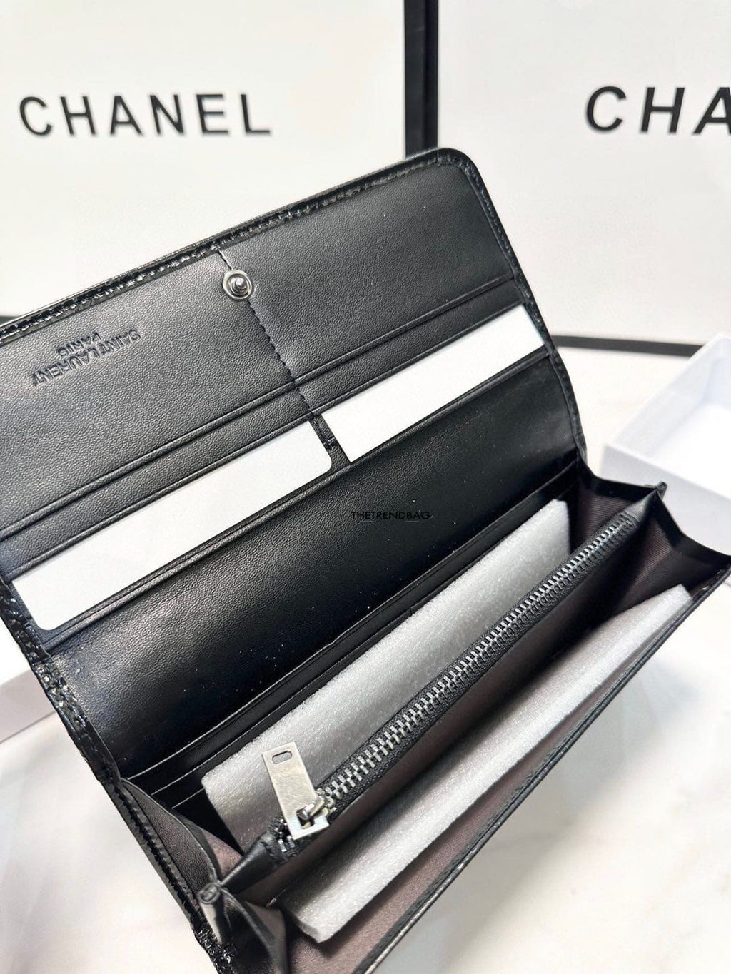 Saint Laurent Niki Flap Wallet Matelasse Chevron Leather Long