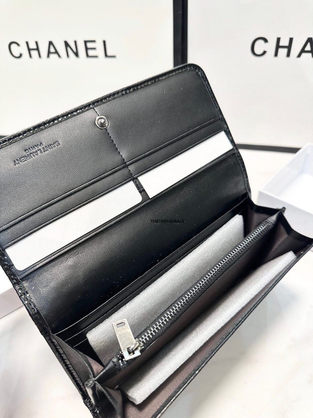 Saint Laurent Niki Flap Wallet Matelasse Chevron Leather Long