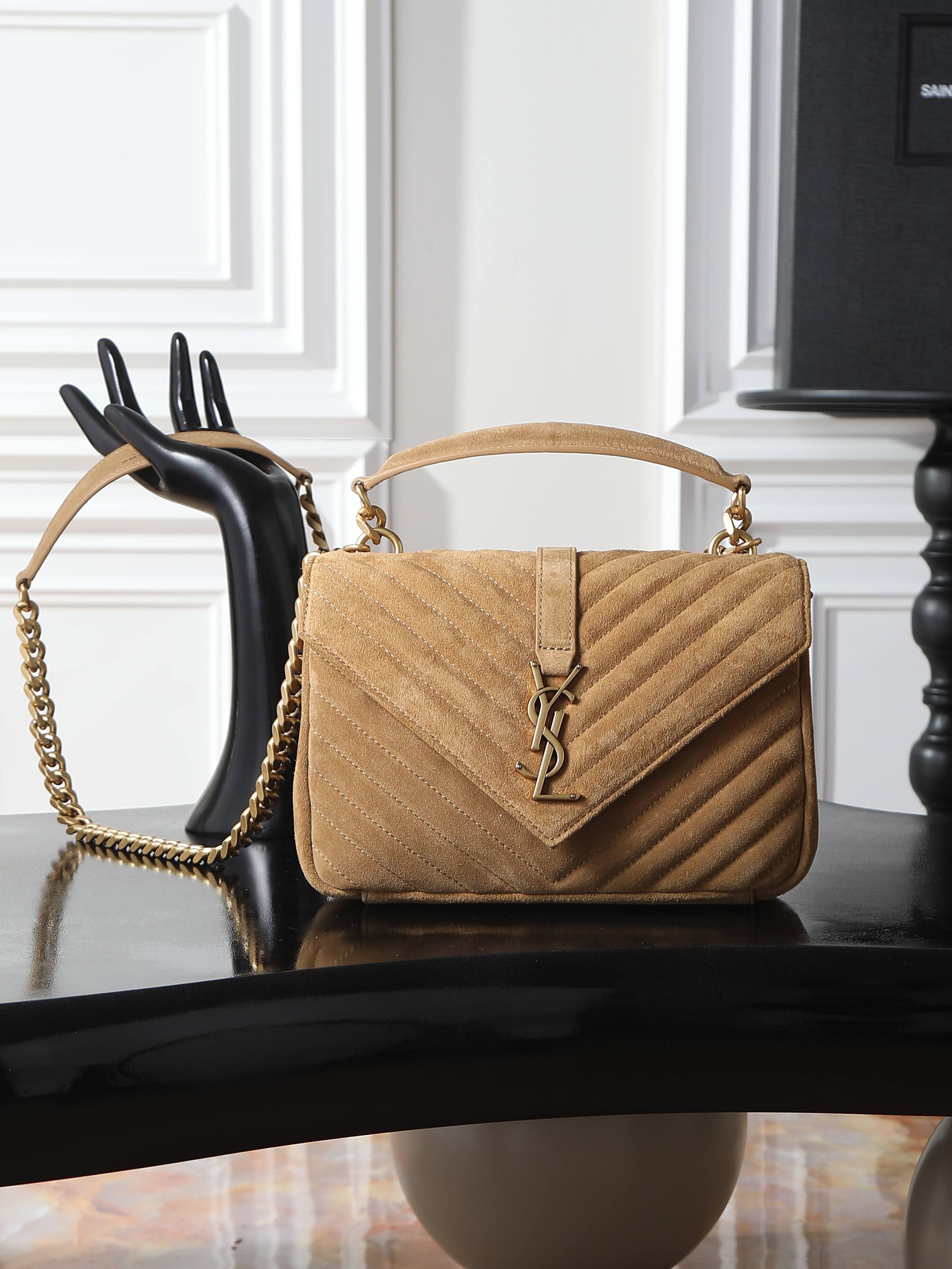 SAINT LAURENT COLLEGE MEDIUM IN QUILTED SUEDE