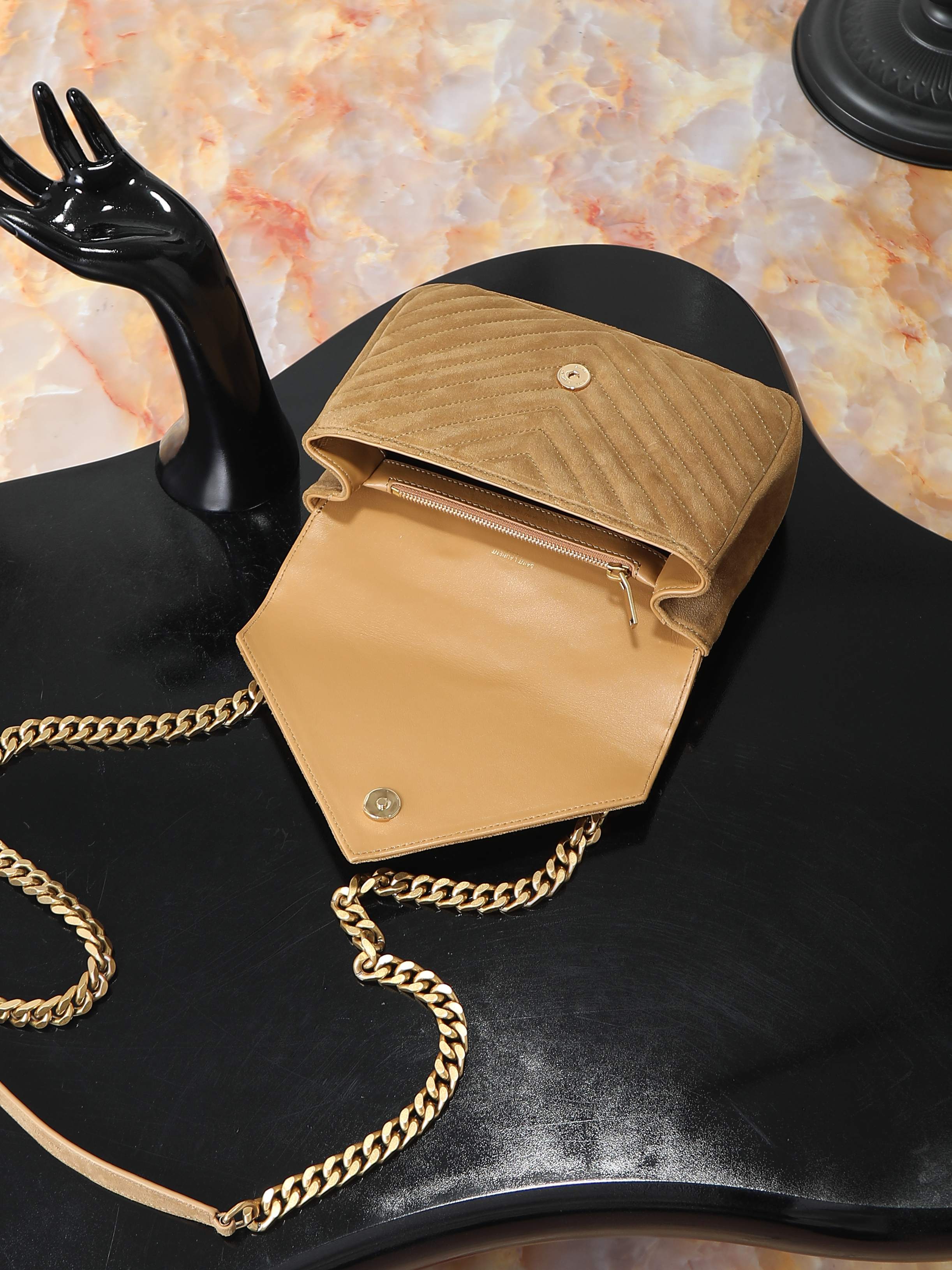 SAINT LAURENT COLLEGE MEDIUM IN QUILTED SUEDE
