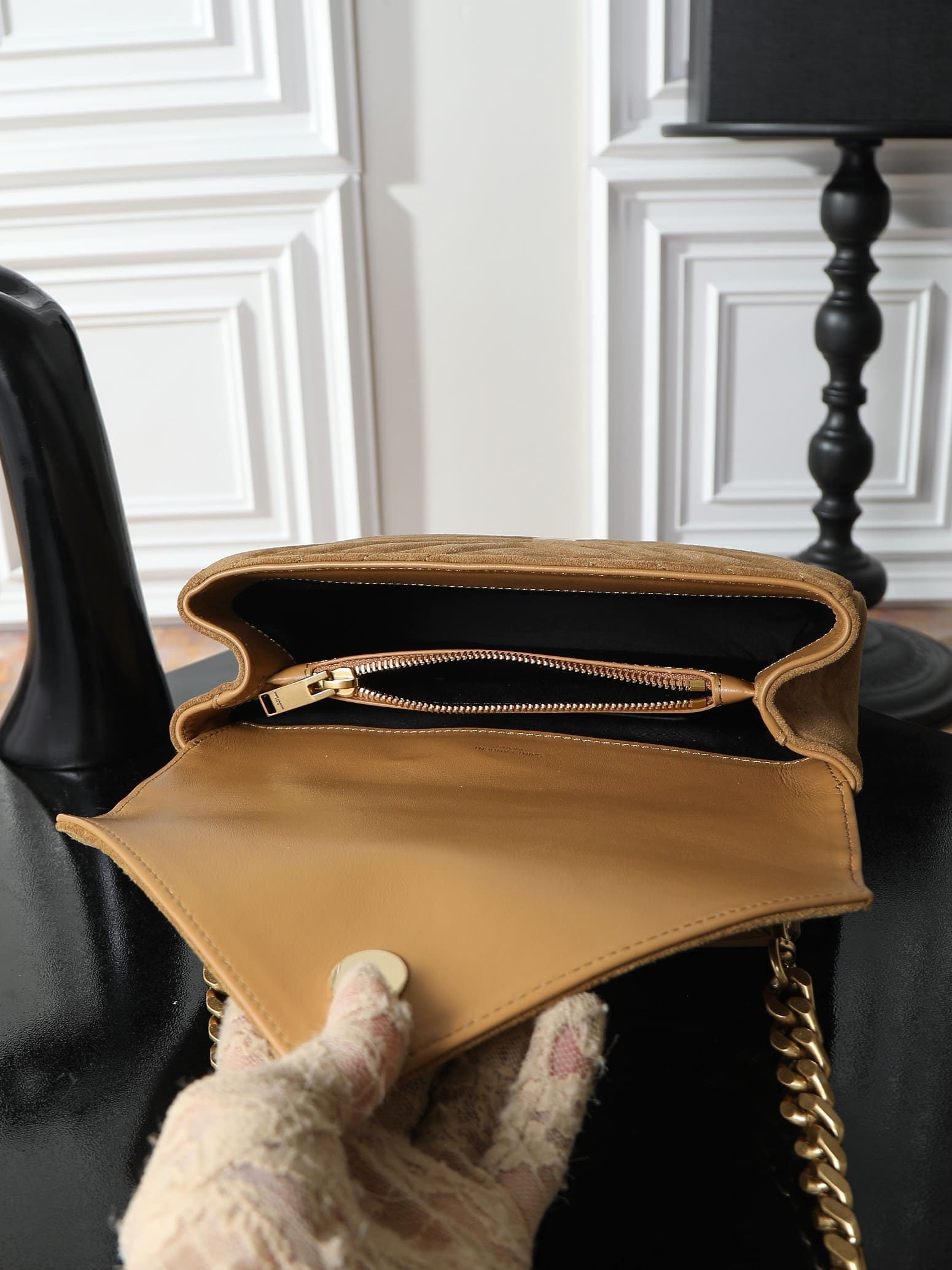 SAINT LAURENT COLLEGE MEDIUM IN QUILTED SUEDE
