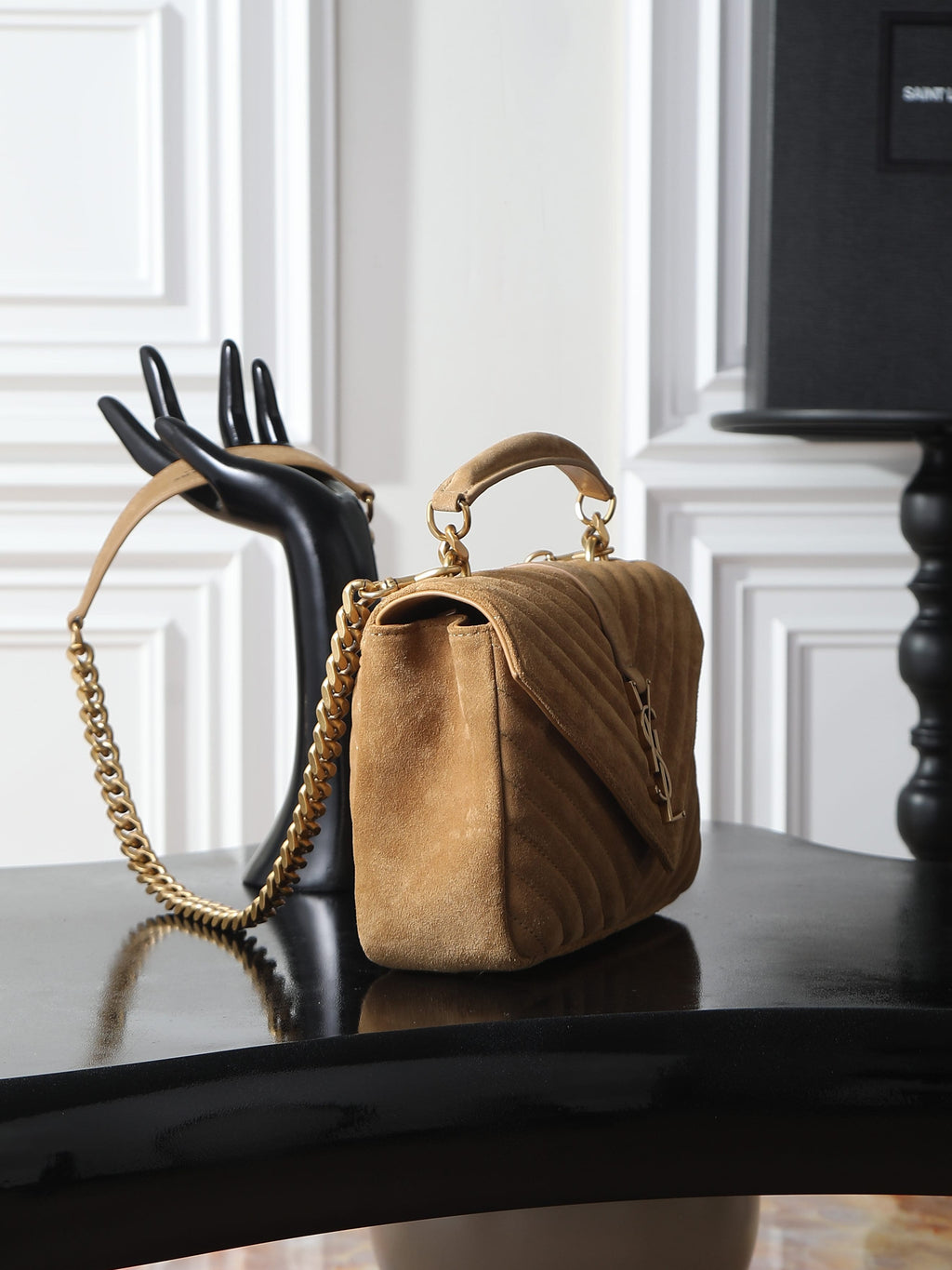 SAINT LAURENT COLLEGE MEDIUM IN QUILTED SUEDE