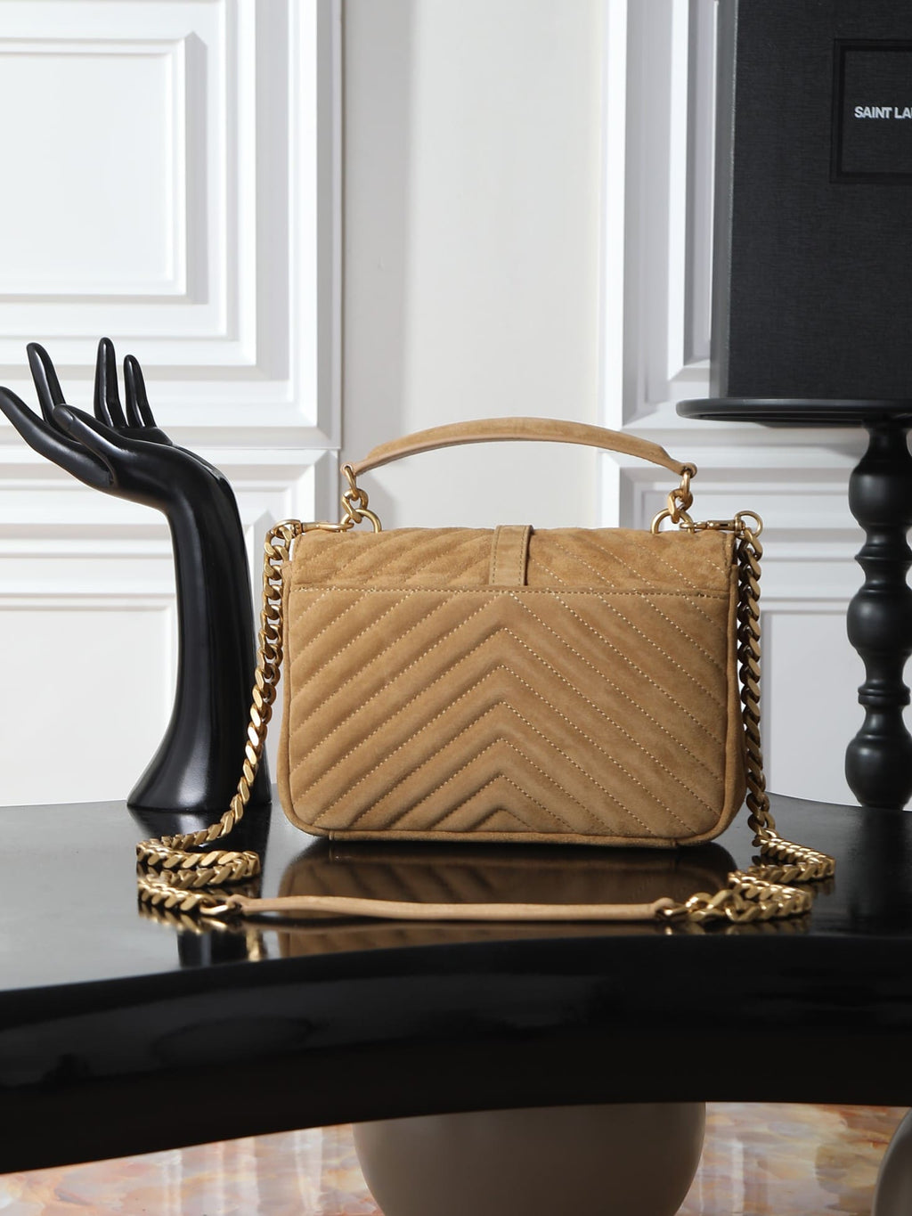 SAINT LAURENT COLLEGE MEDIUM IN QUILTED SUEDE