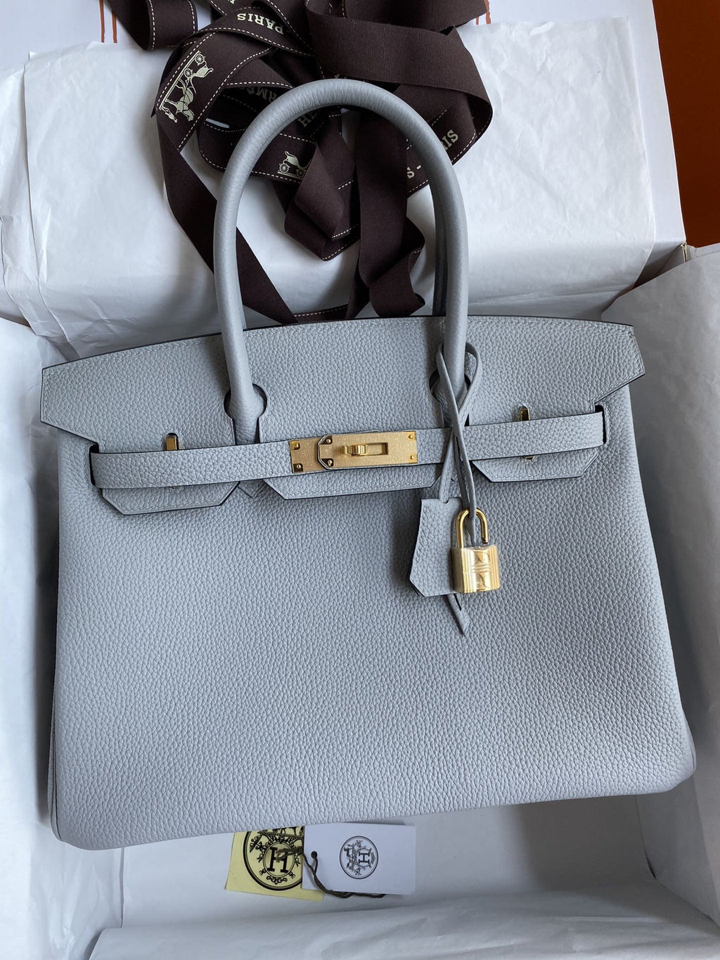 Hermès Bleu Glacier Togo Birkin 30 Gold Hardware