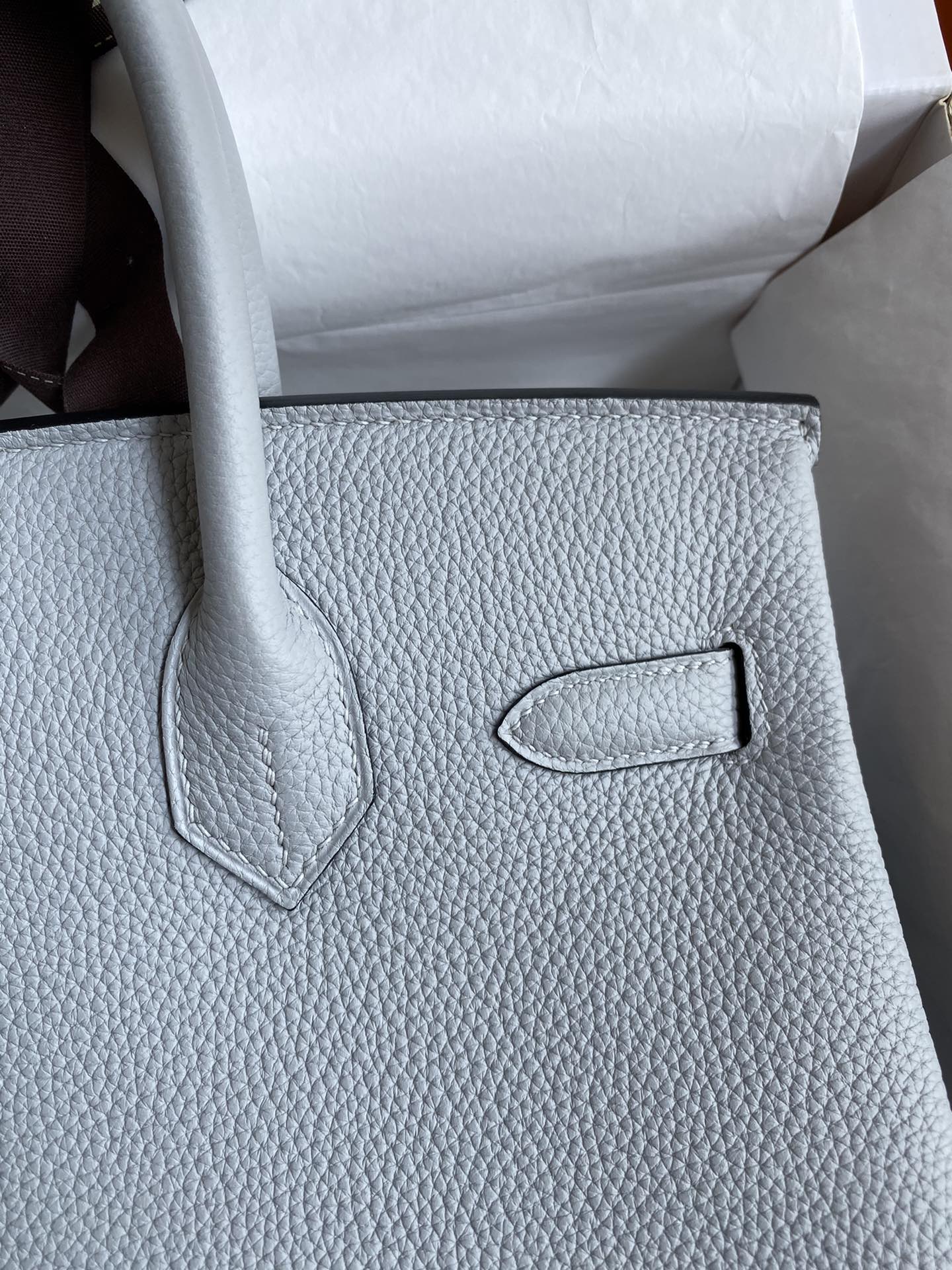 Hermès Bleu Glacier Togo Birkin 30 Gold Hardware