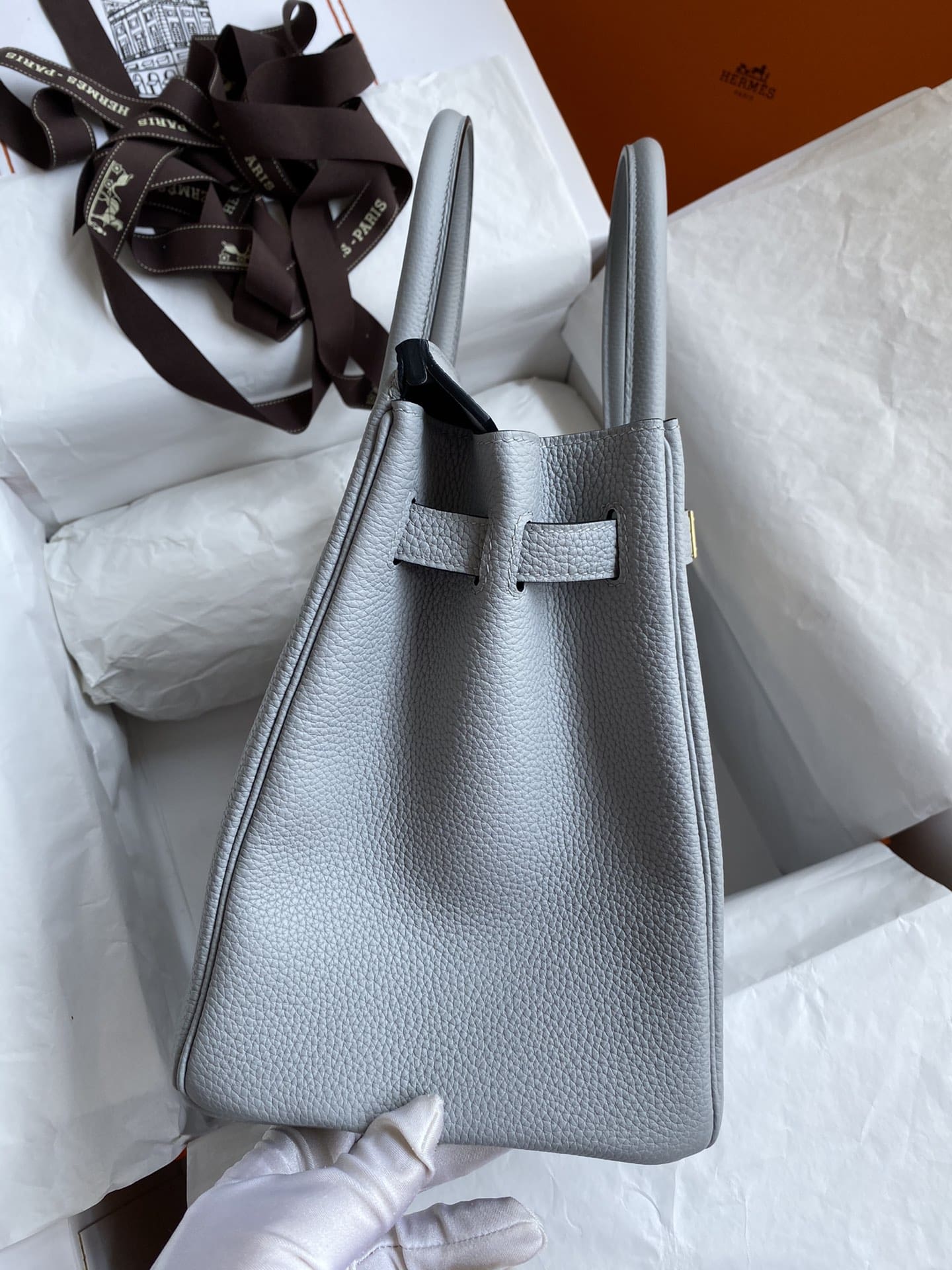 Hermès Bleu Glacier Togo Birkin 30 Gold Hardware