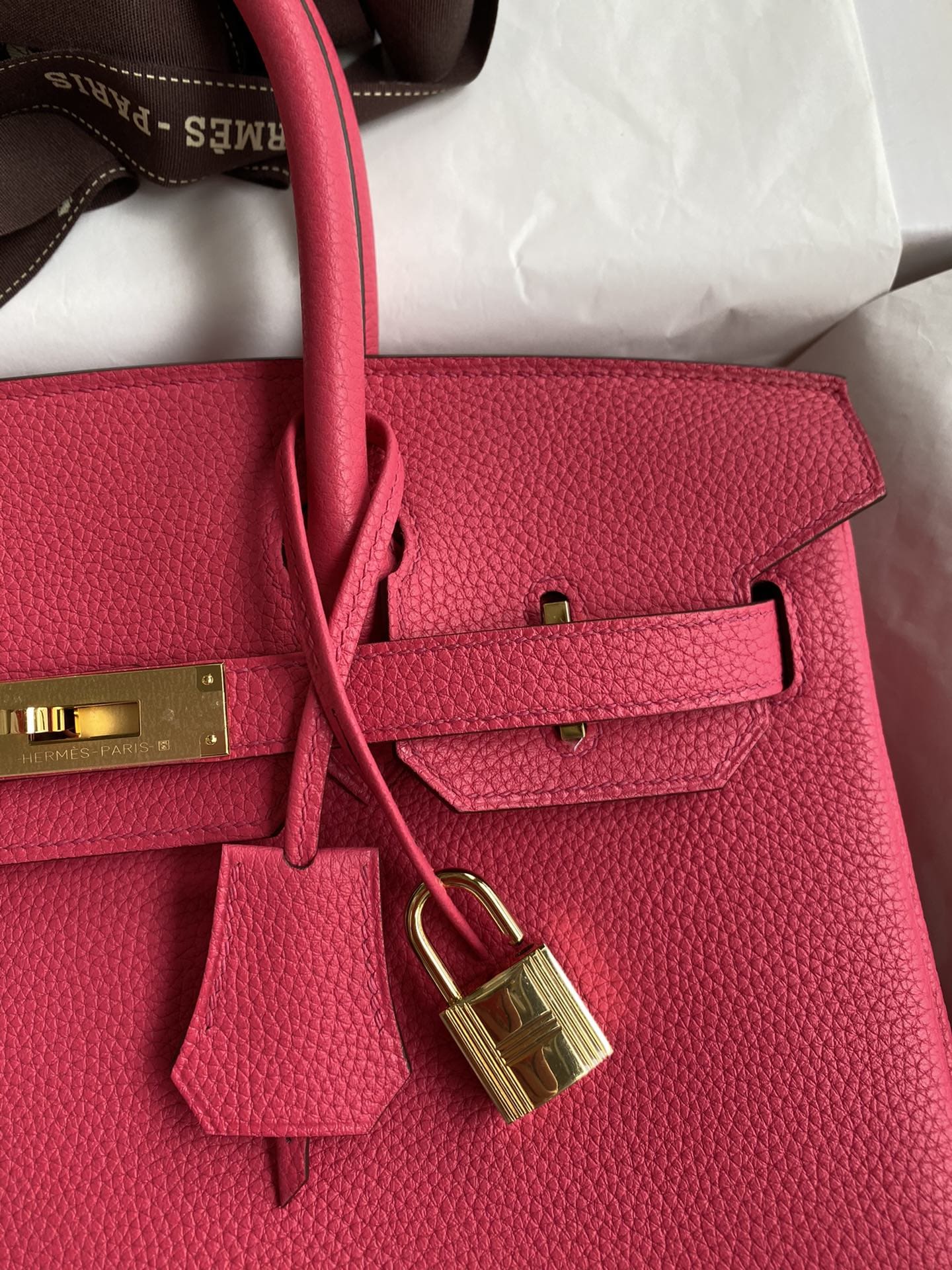 Hermès Rose Extreme Taurillon Clemence Birkin 30cm Gold Hardware