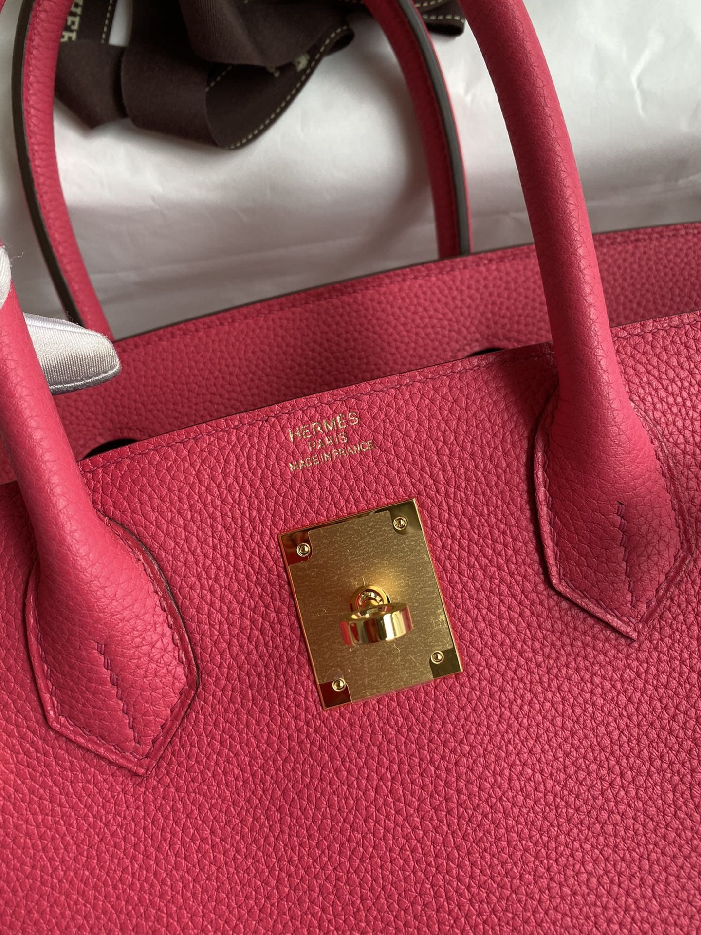 Hermès Rose Extreme Taurillon Clemence Birkin 30cm Gold Hardware