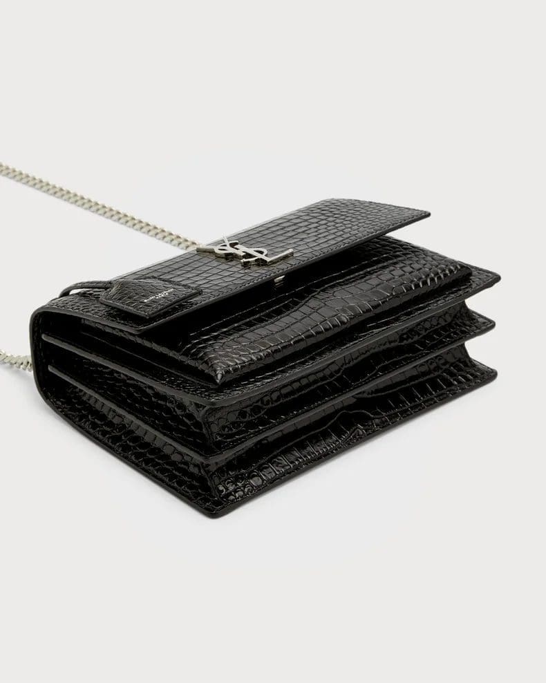 Saint Laurent Sunset Medium In Crocodile Embossed Shiny Leather