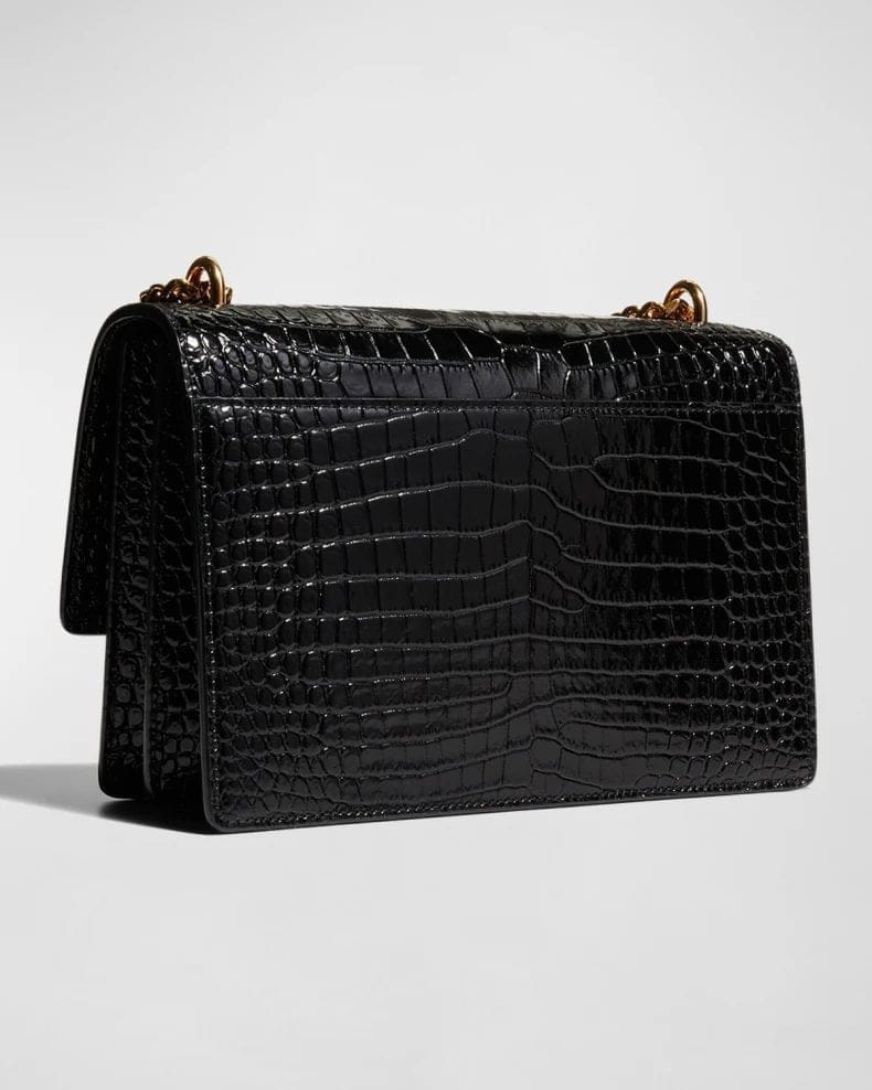 Saint Laurent Sunset Medium YSL Crossbody Bag-Croc-Embossed Leather