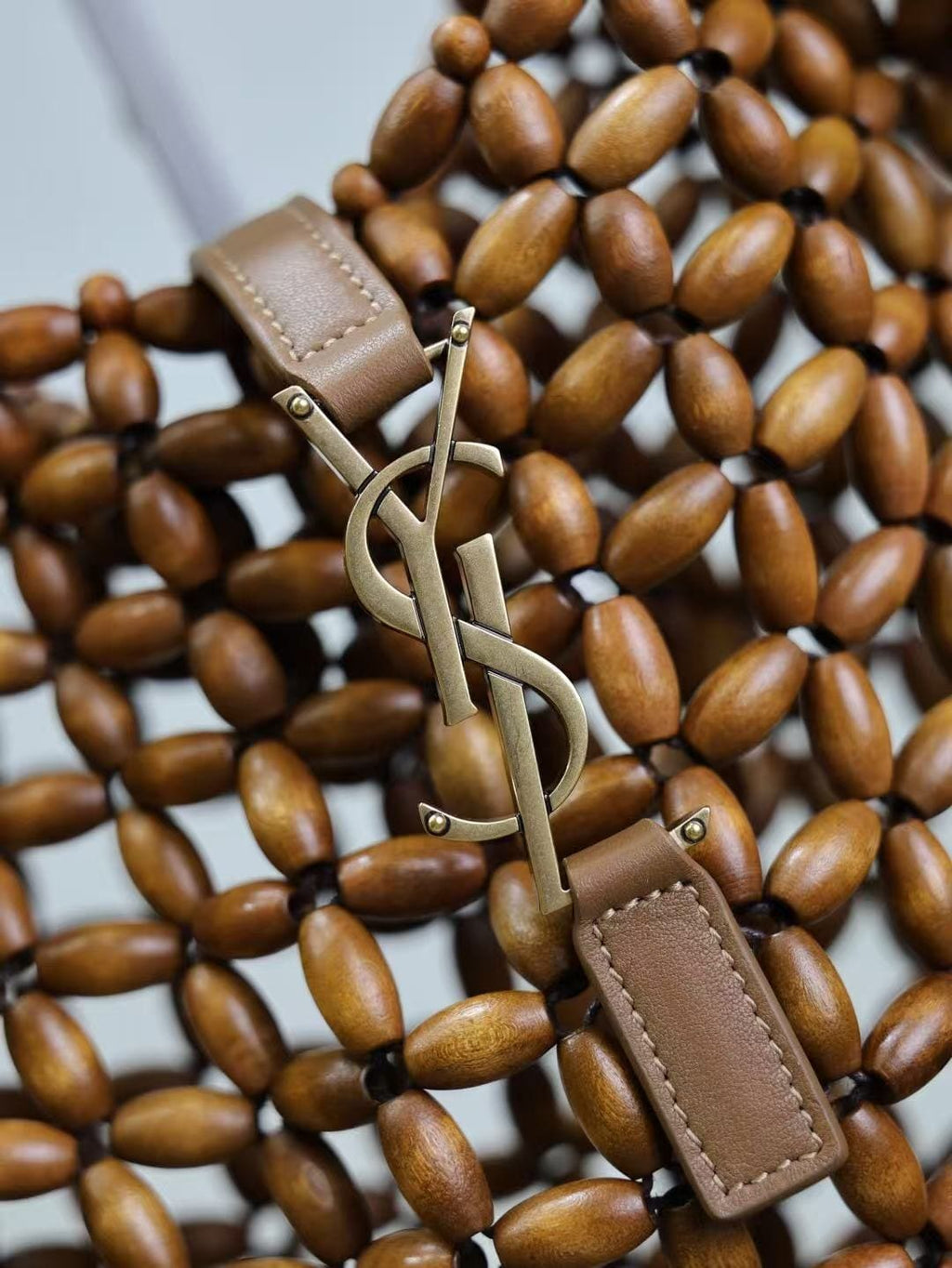 SAINT LAURENT LE 5 À 7 large in wood beads