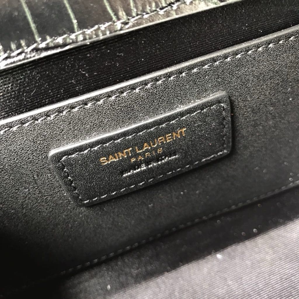 Saint Laurent Medium Kate Tassel Chain Bag In Black Crocodile Em